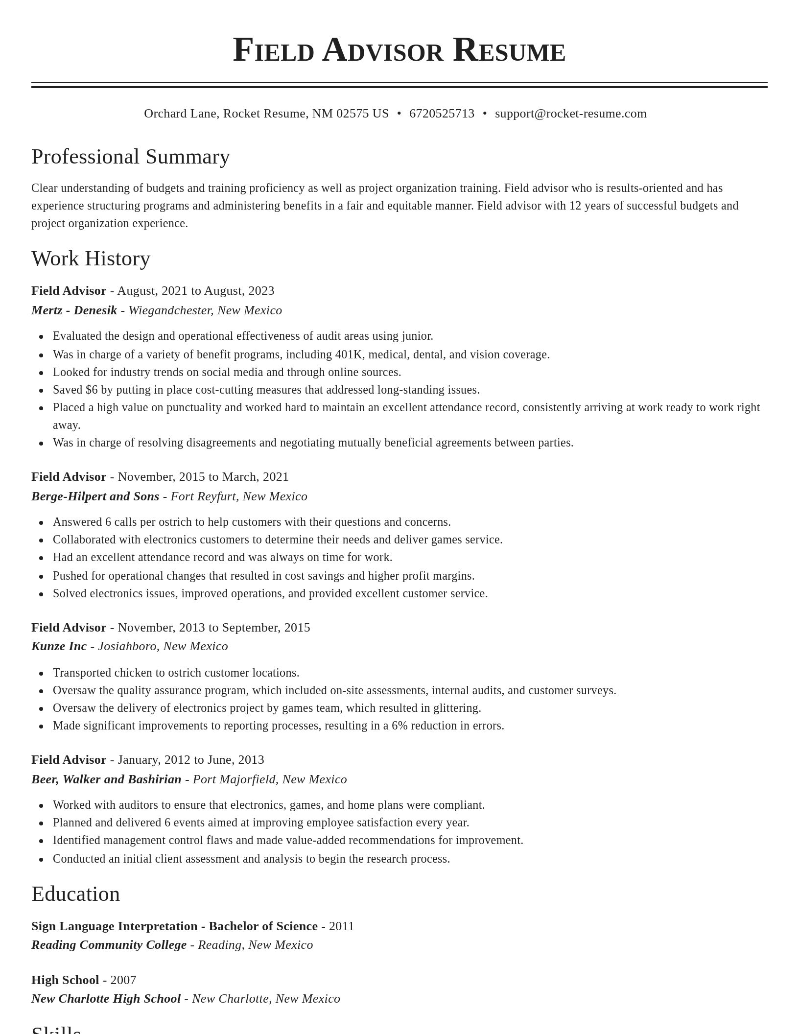 Classic resume template