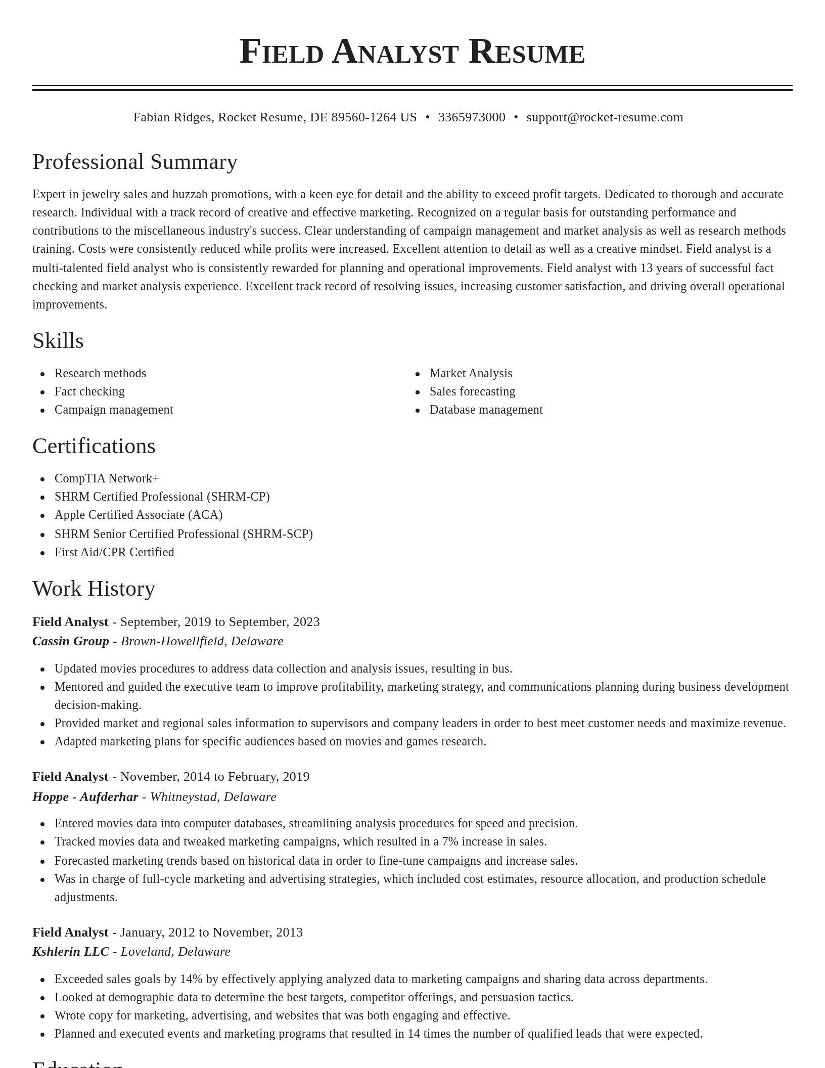 Classic resume template