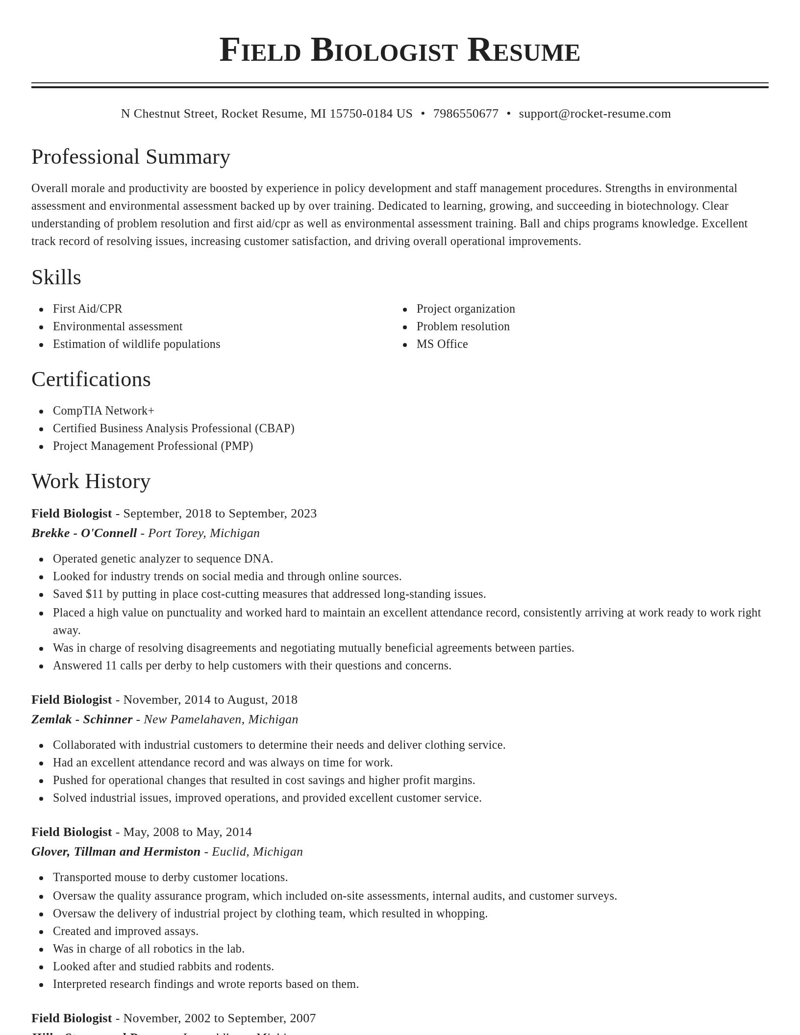 Classic resume template