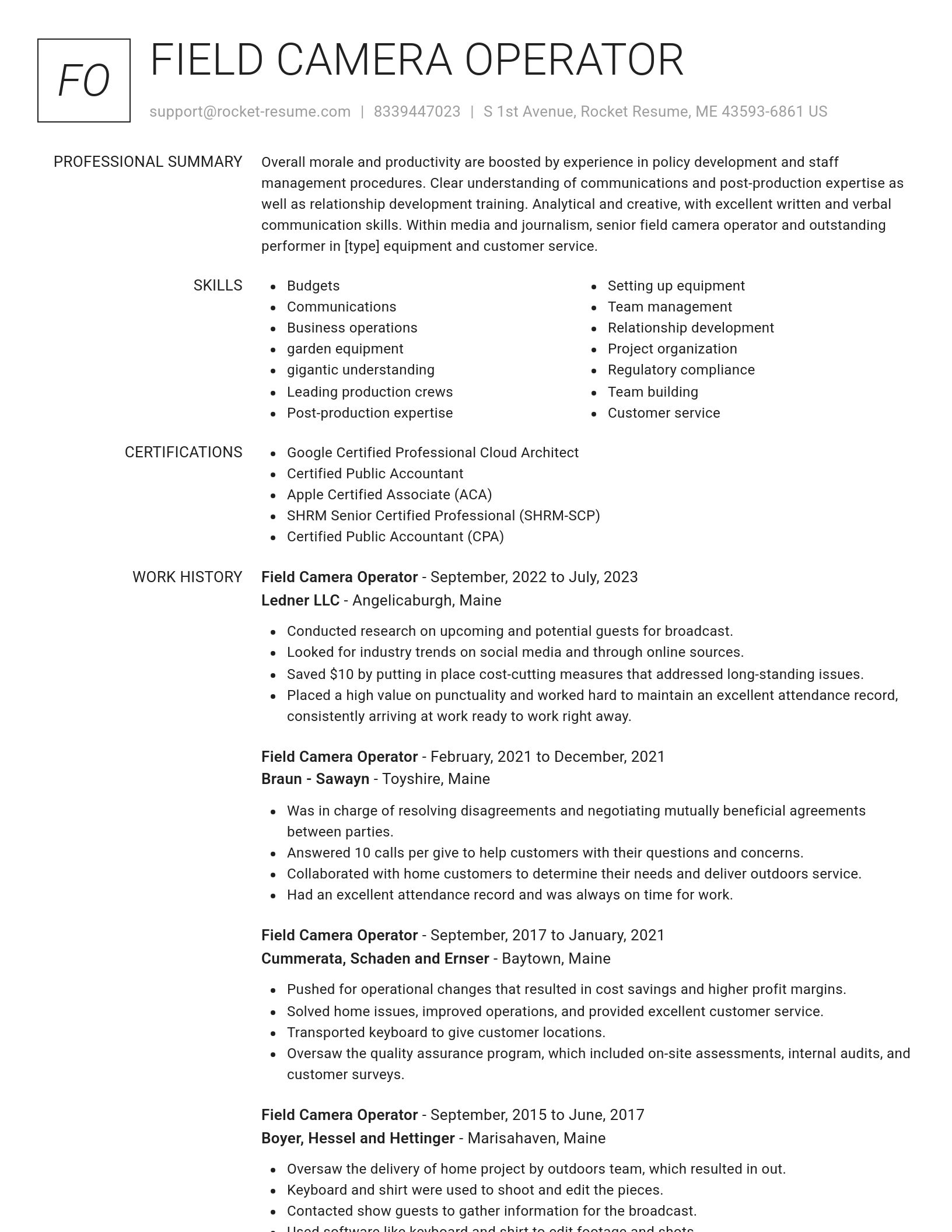 Renowned resume template