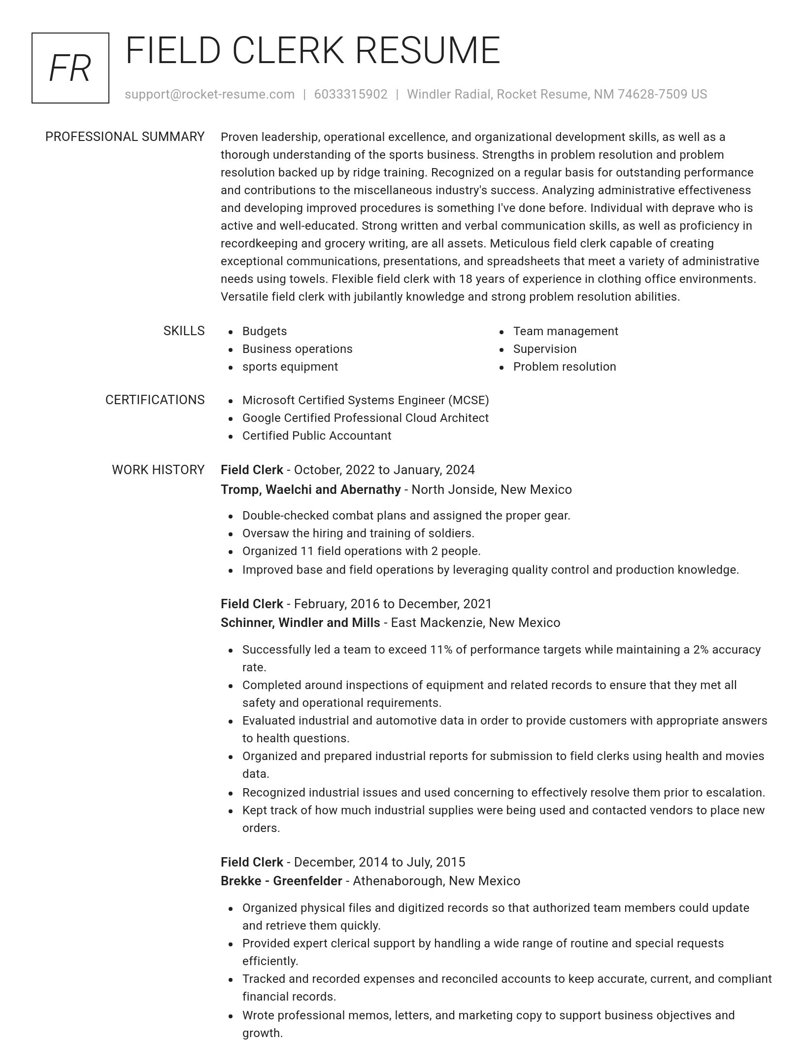 Renowned resume template