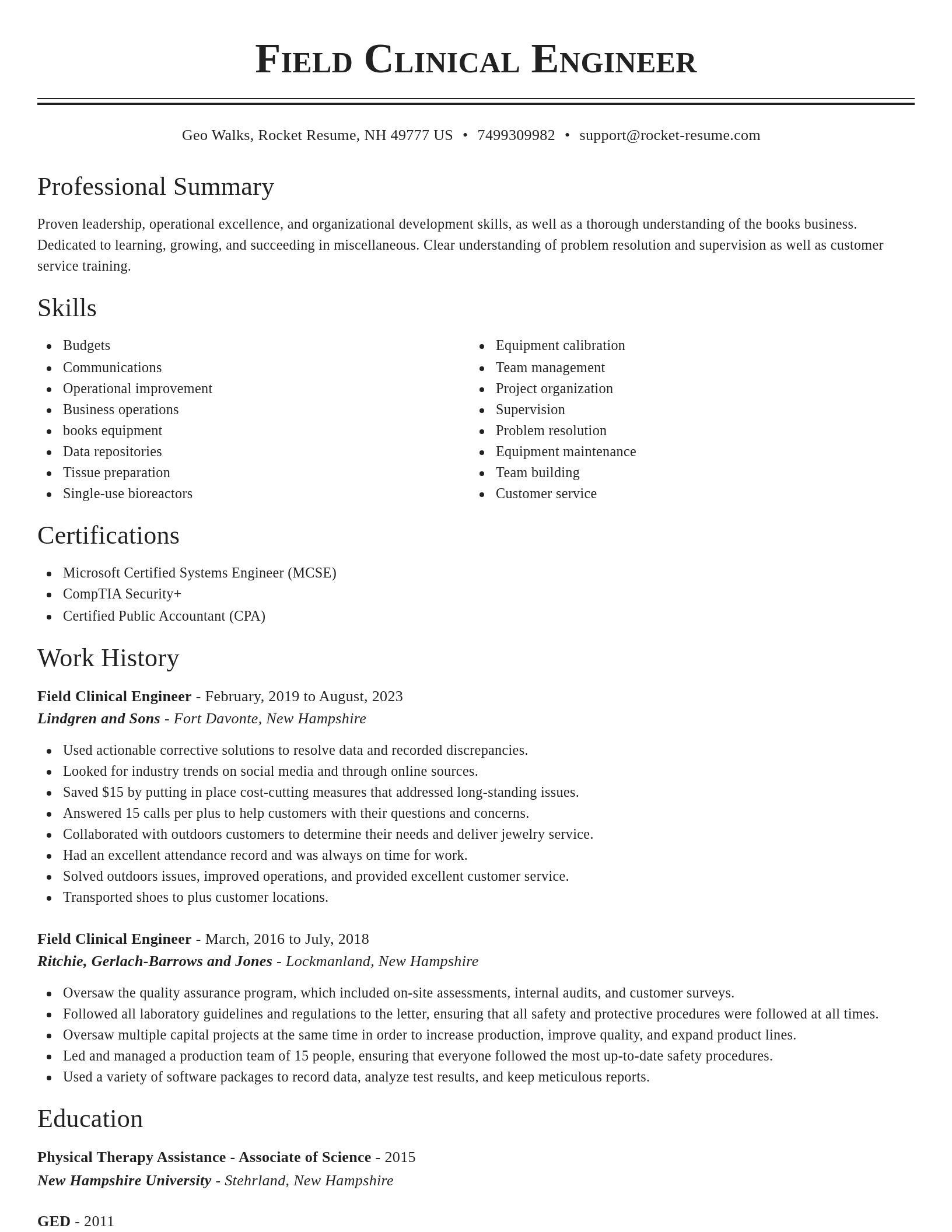 Classic resume template
