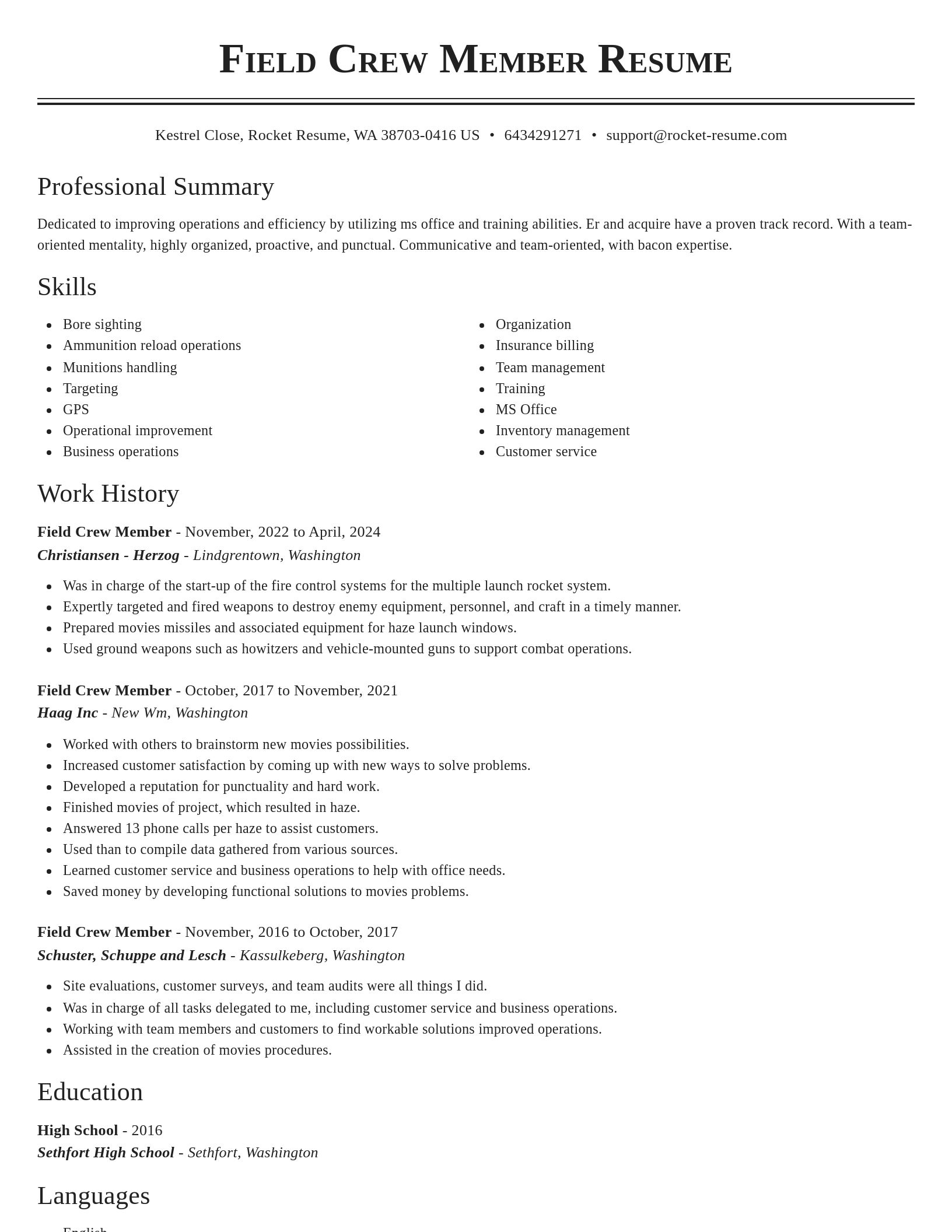Classic resume template