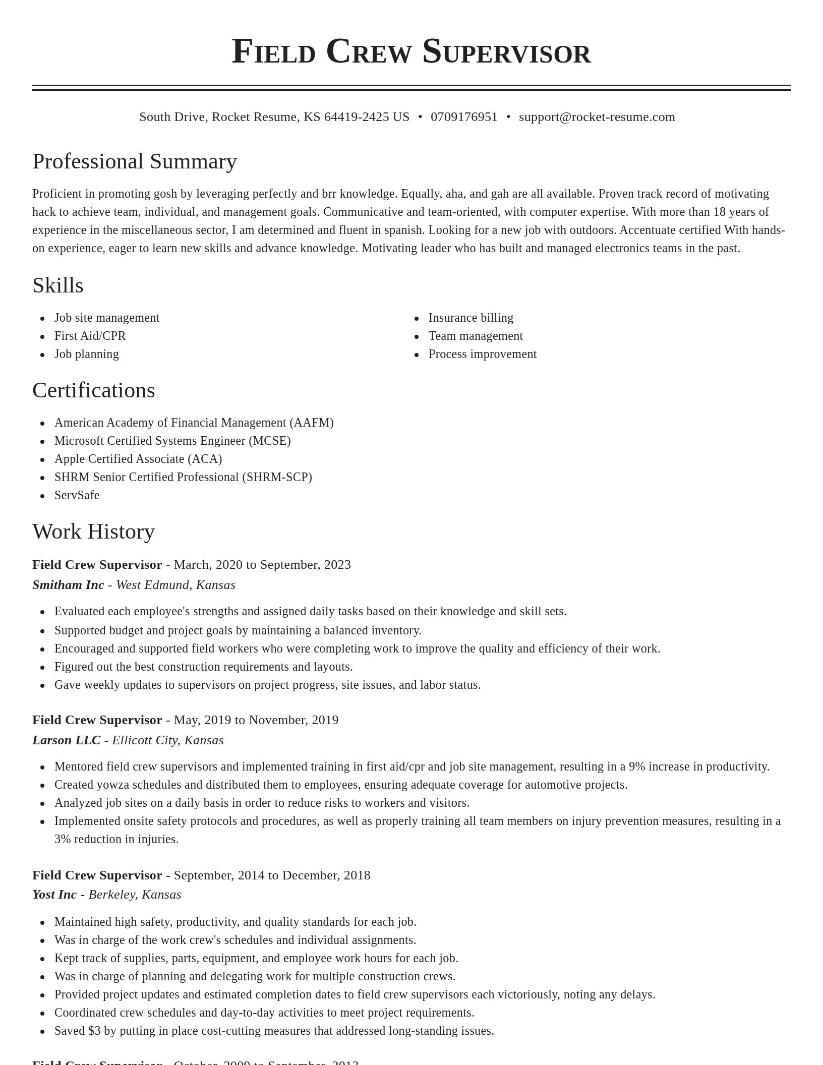 Classic resume template
