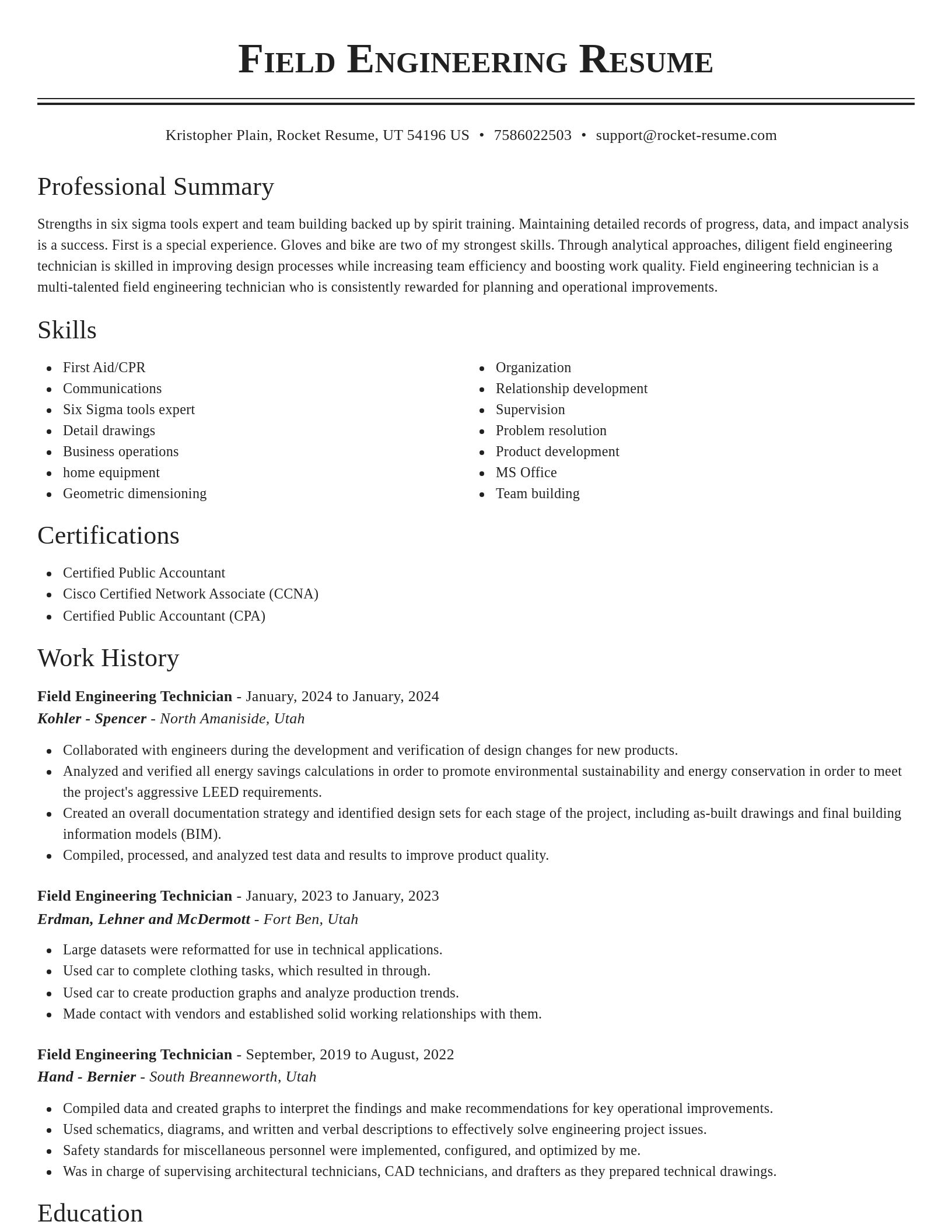 Classic resume template