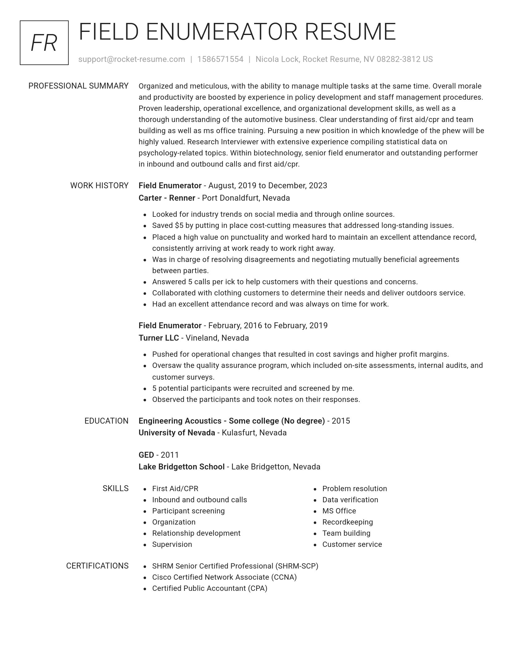 Renowned resume template