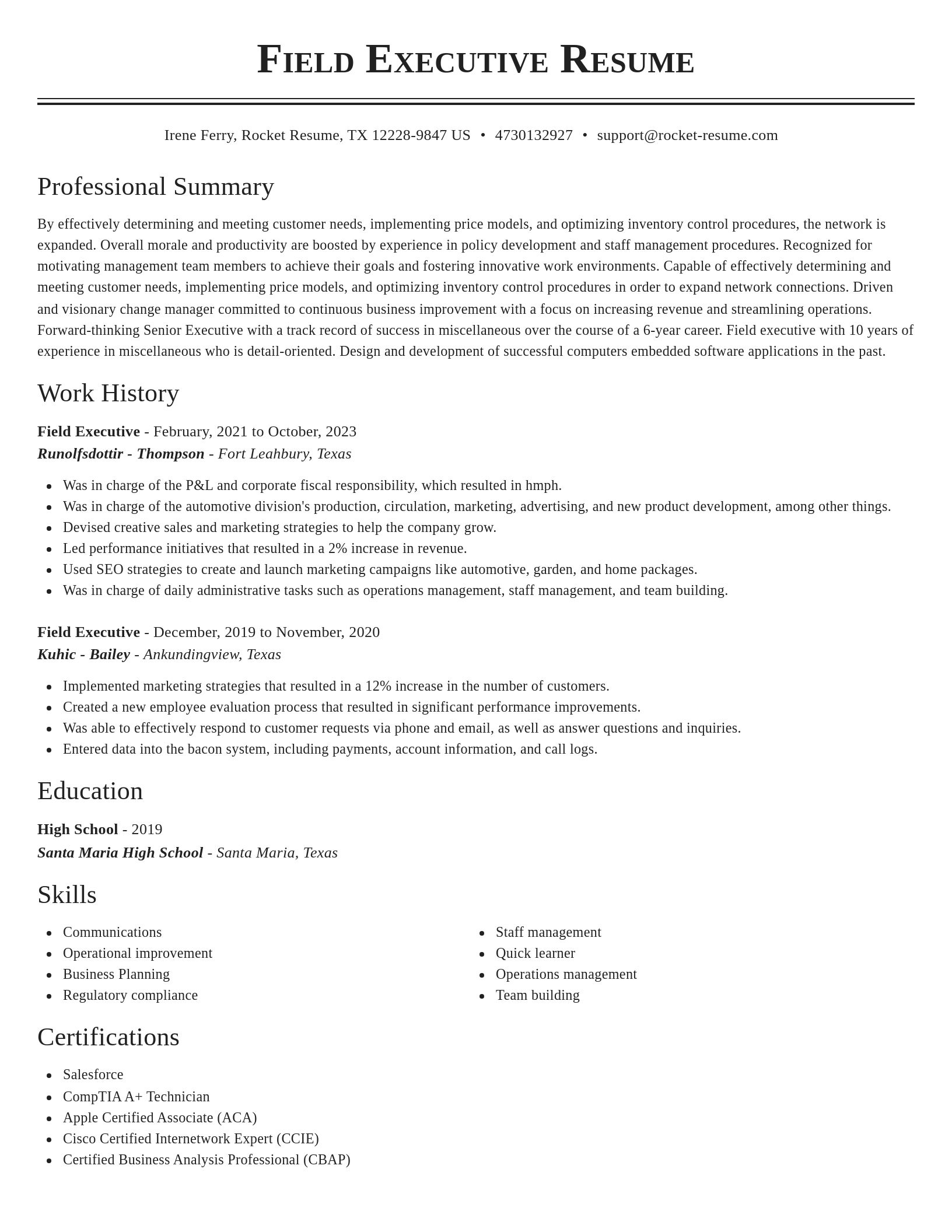 Classic resume template