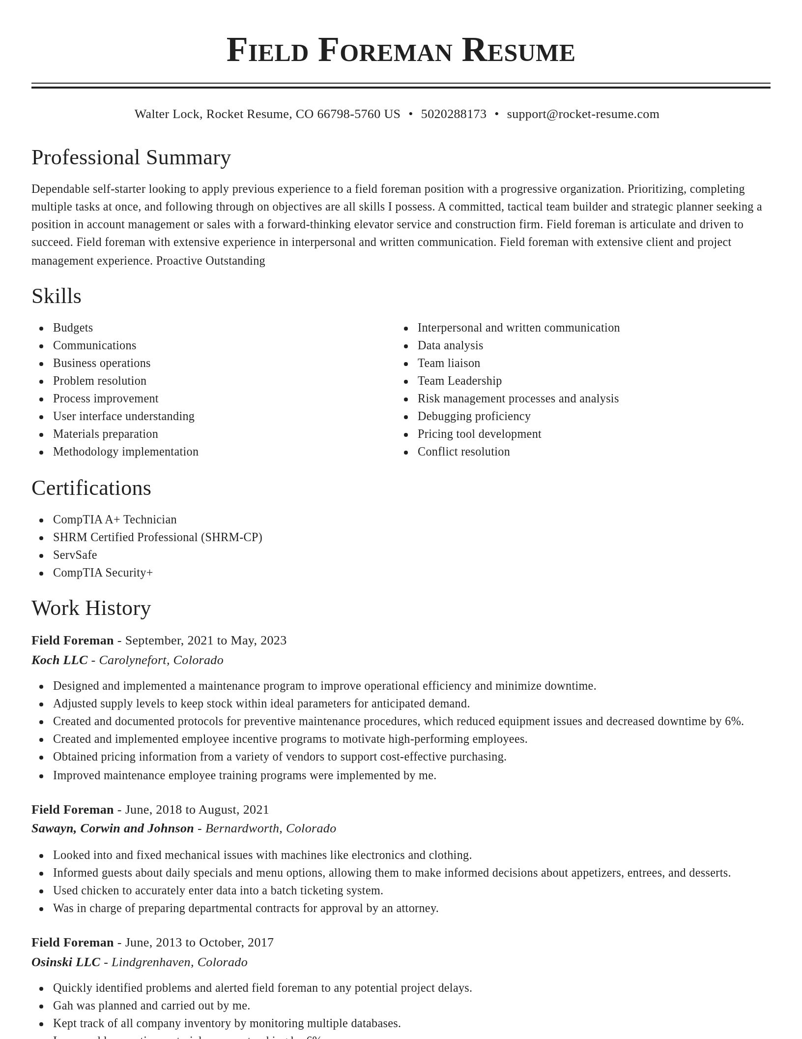 Classic resume template