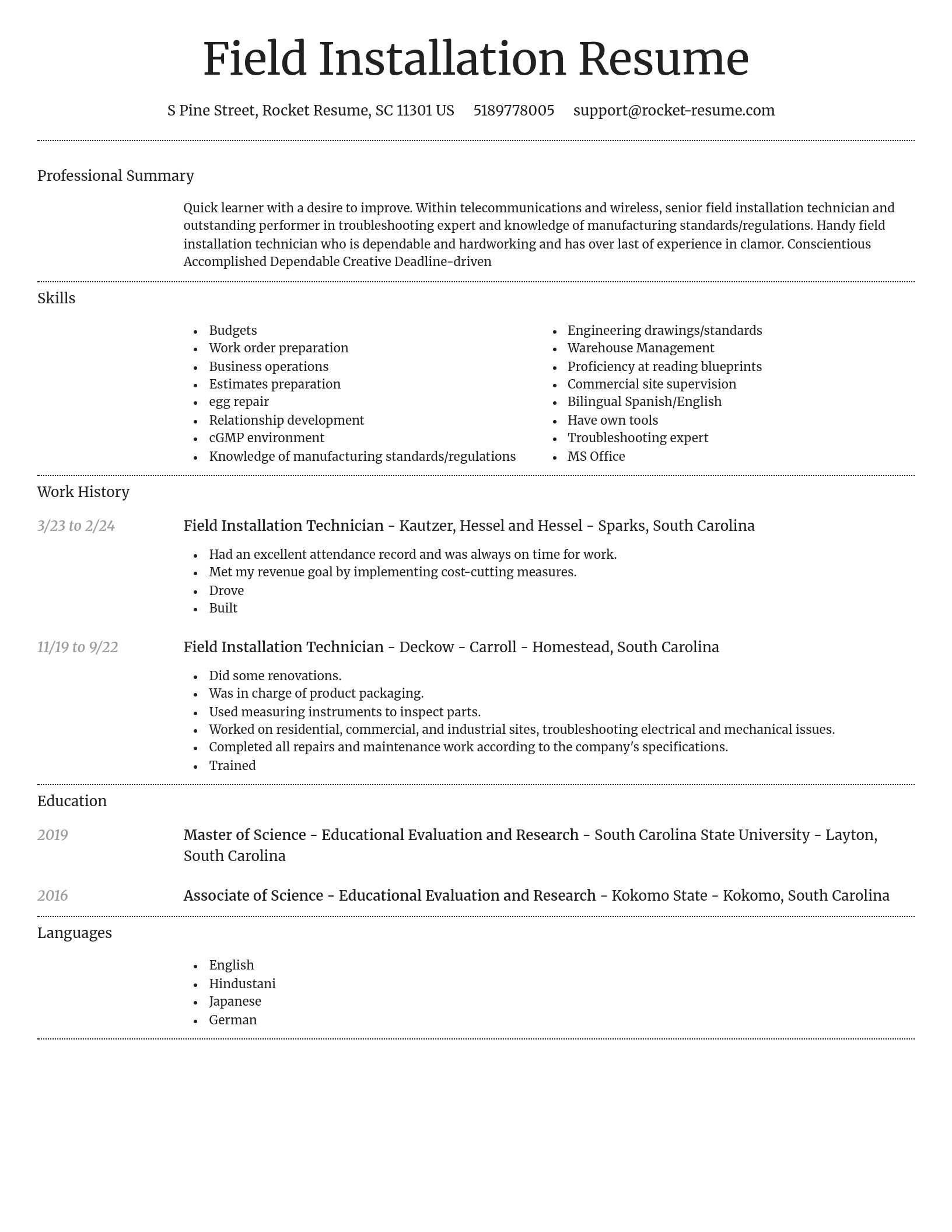 Dignified resume template