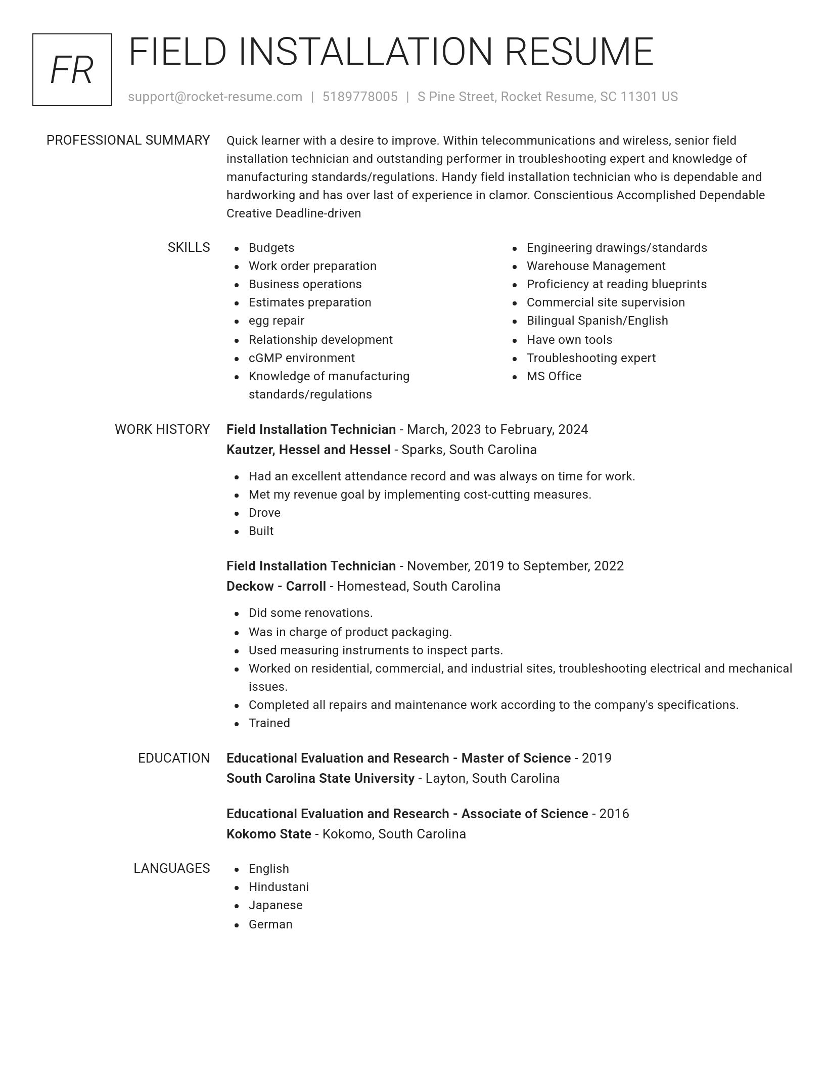 Renowned resume template