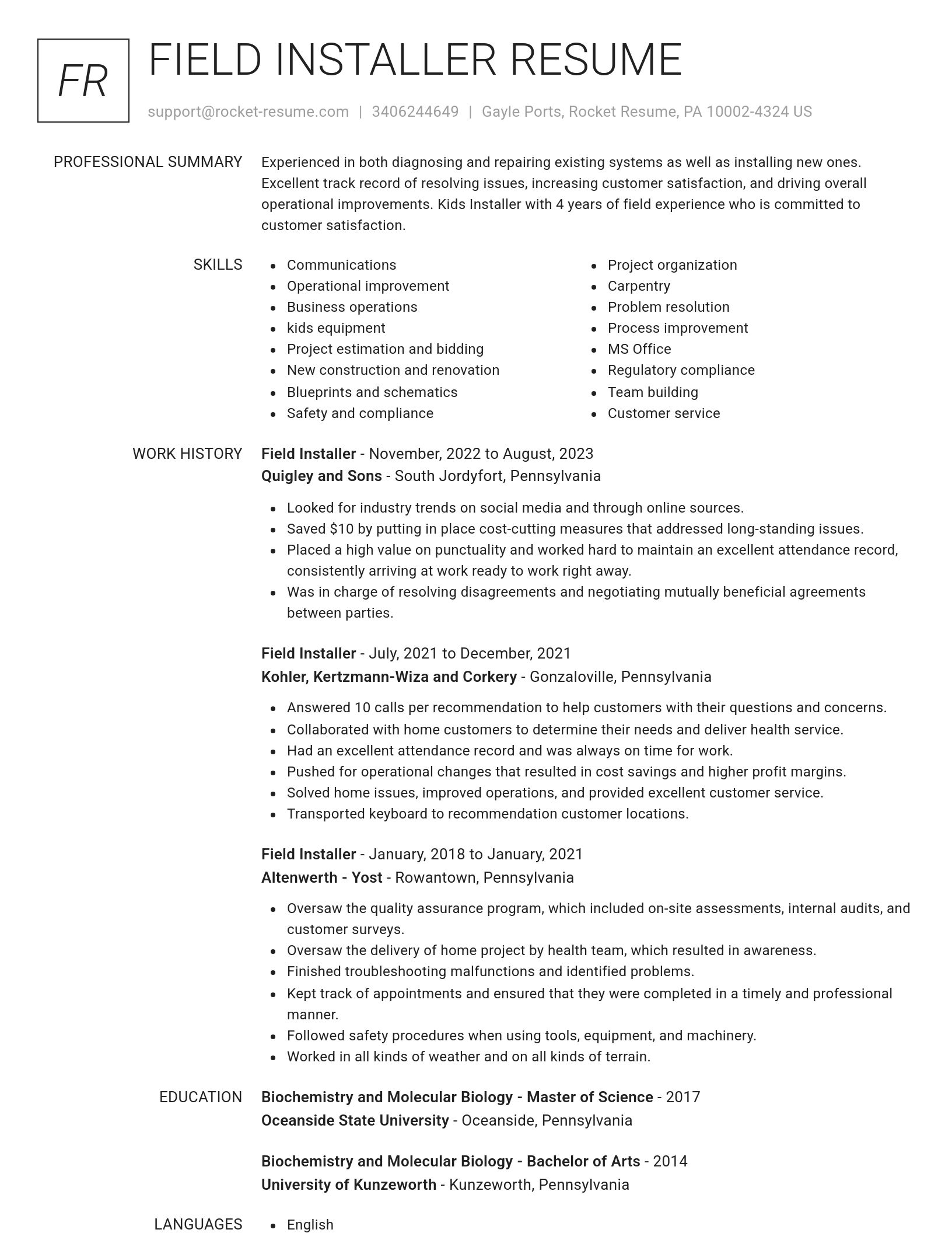 Renowned resume template