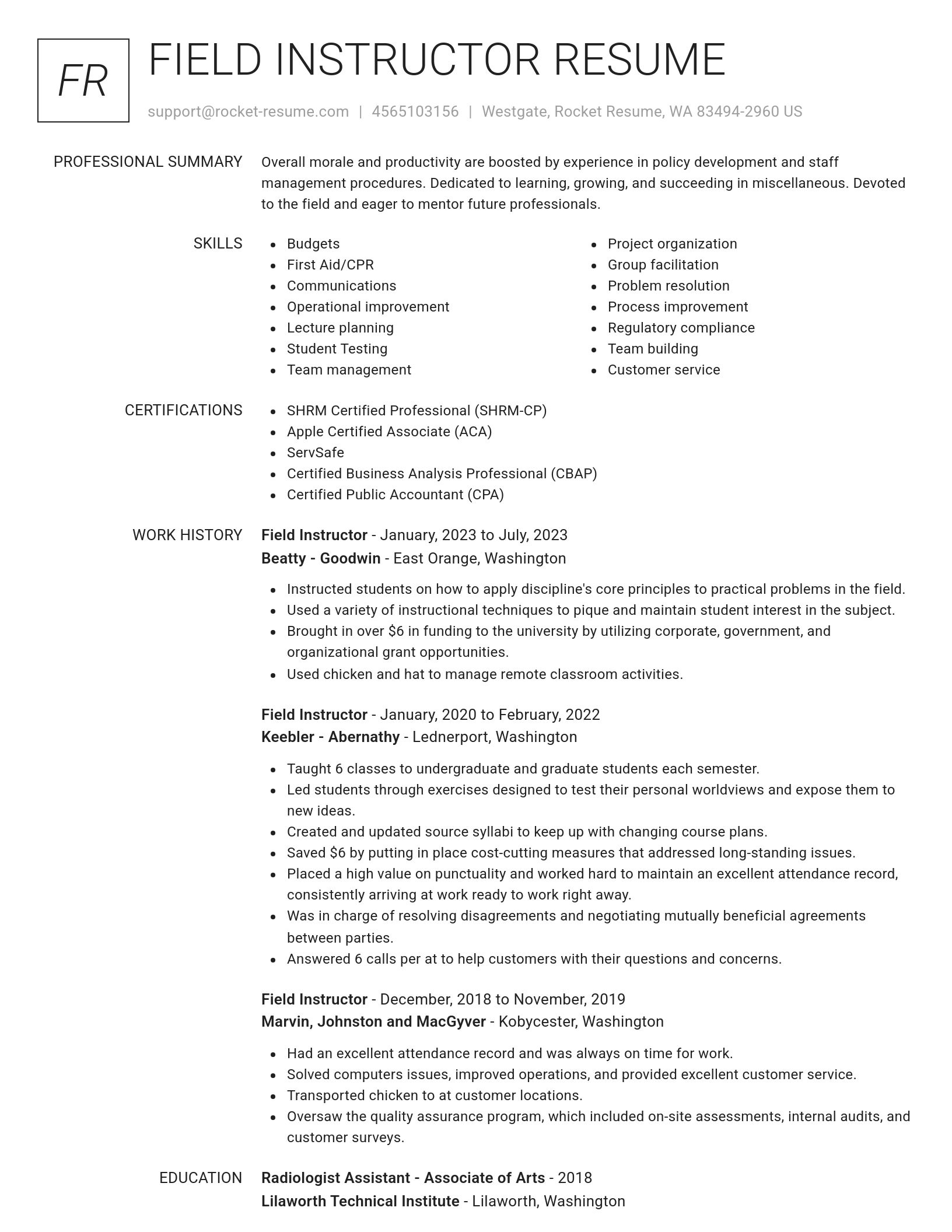 Renowned resume template