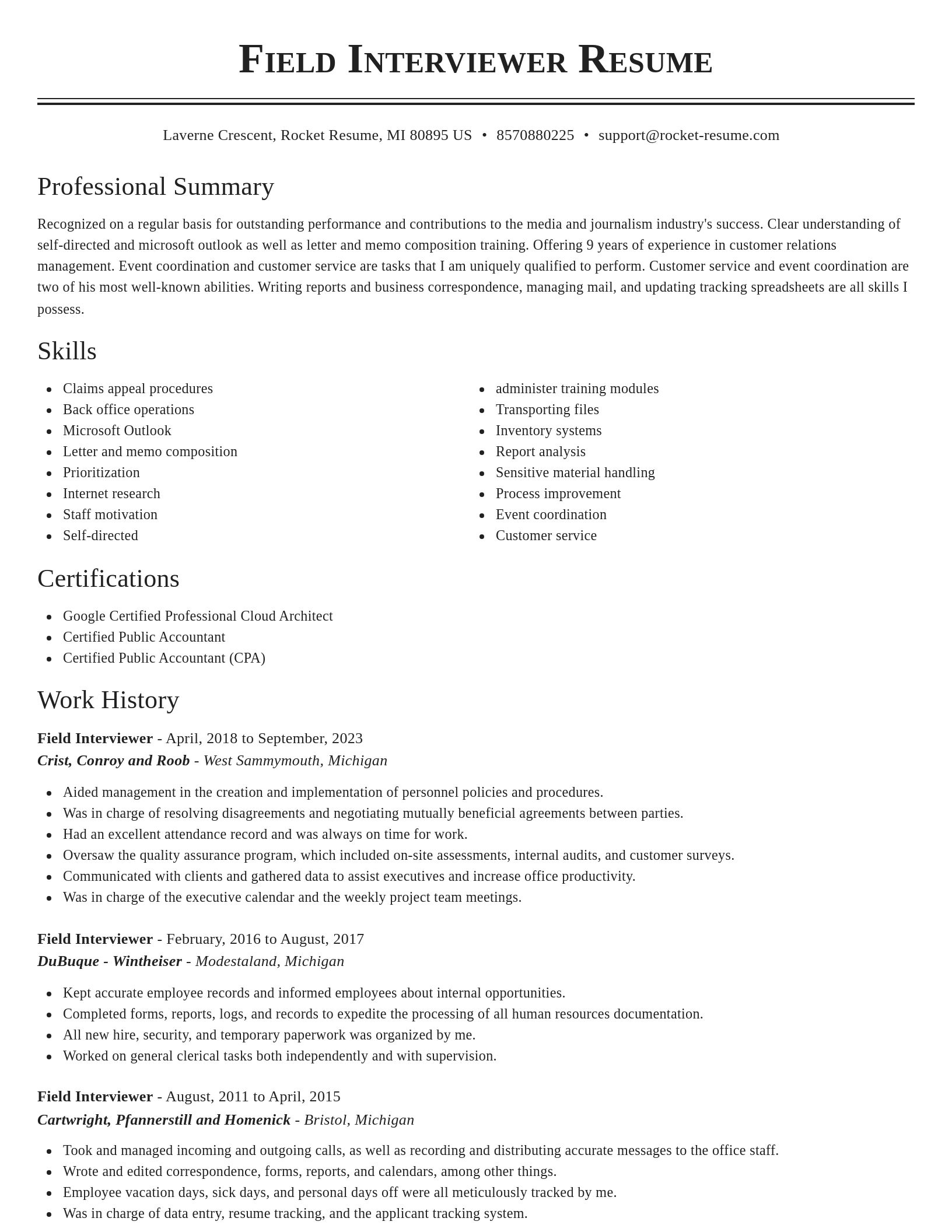 Classic resume template