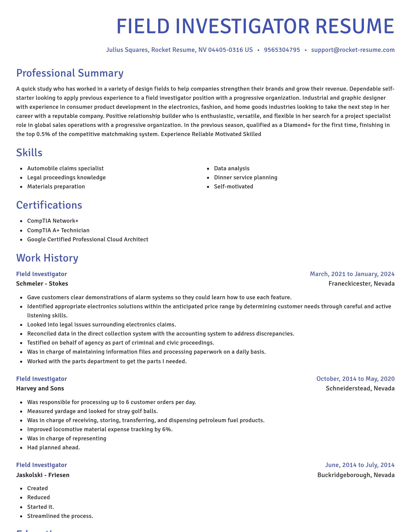 Novel resume template