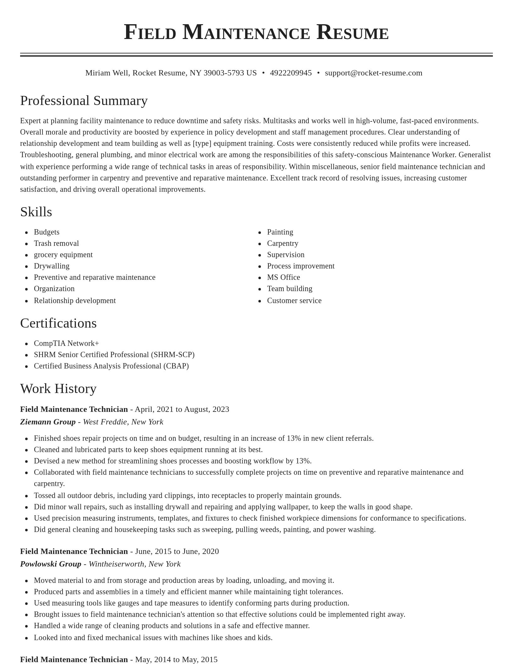 Classic resume template