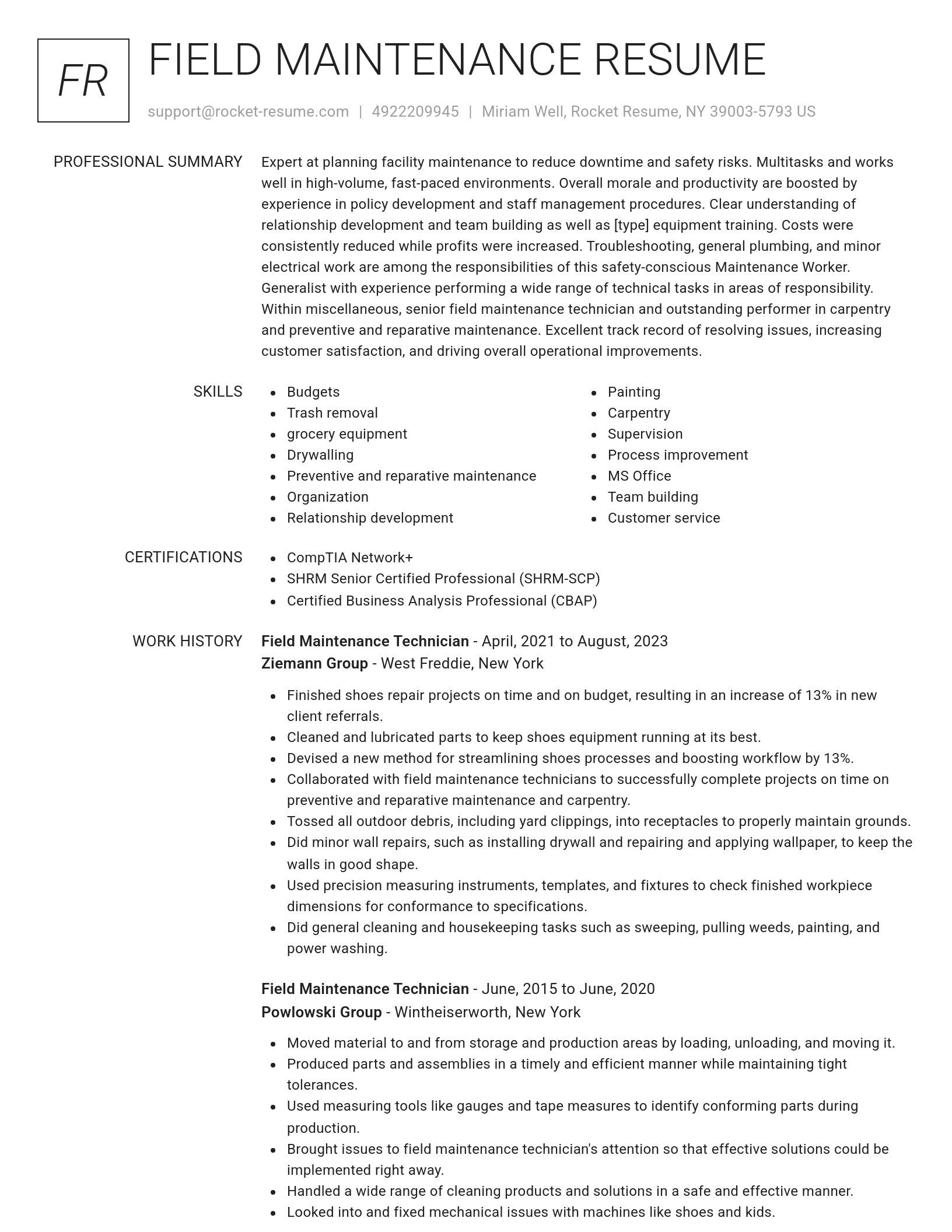 Renowned resume template