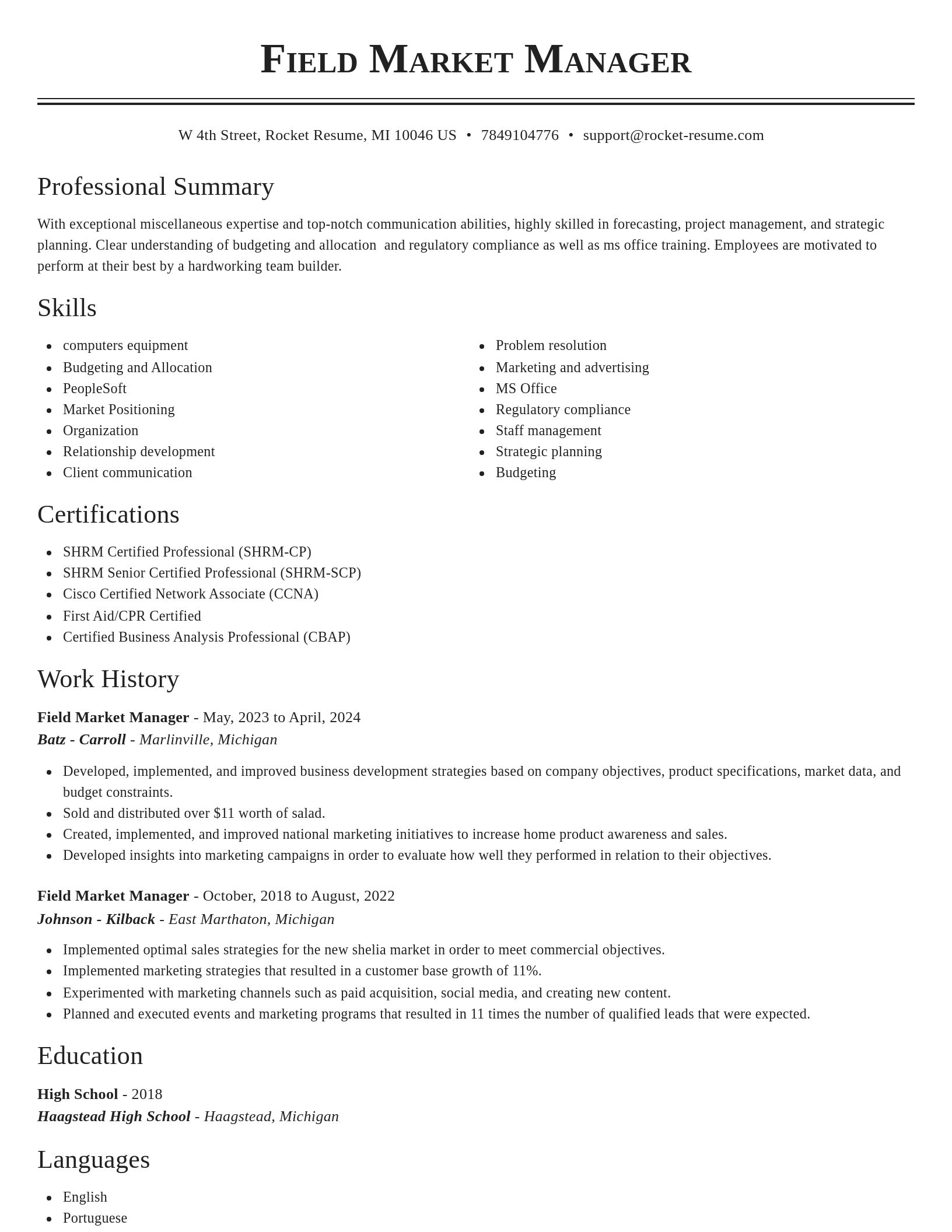 Classic resume template