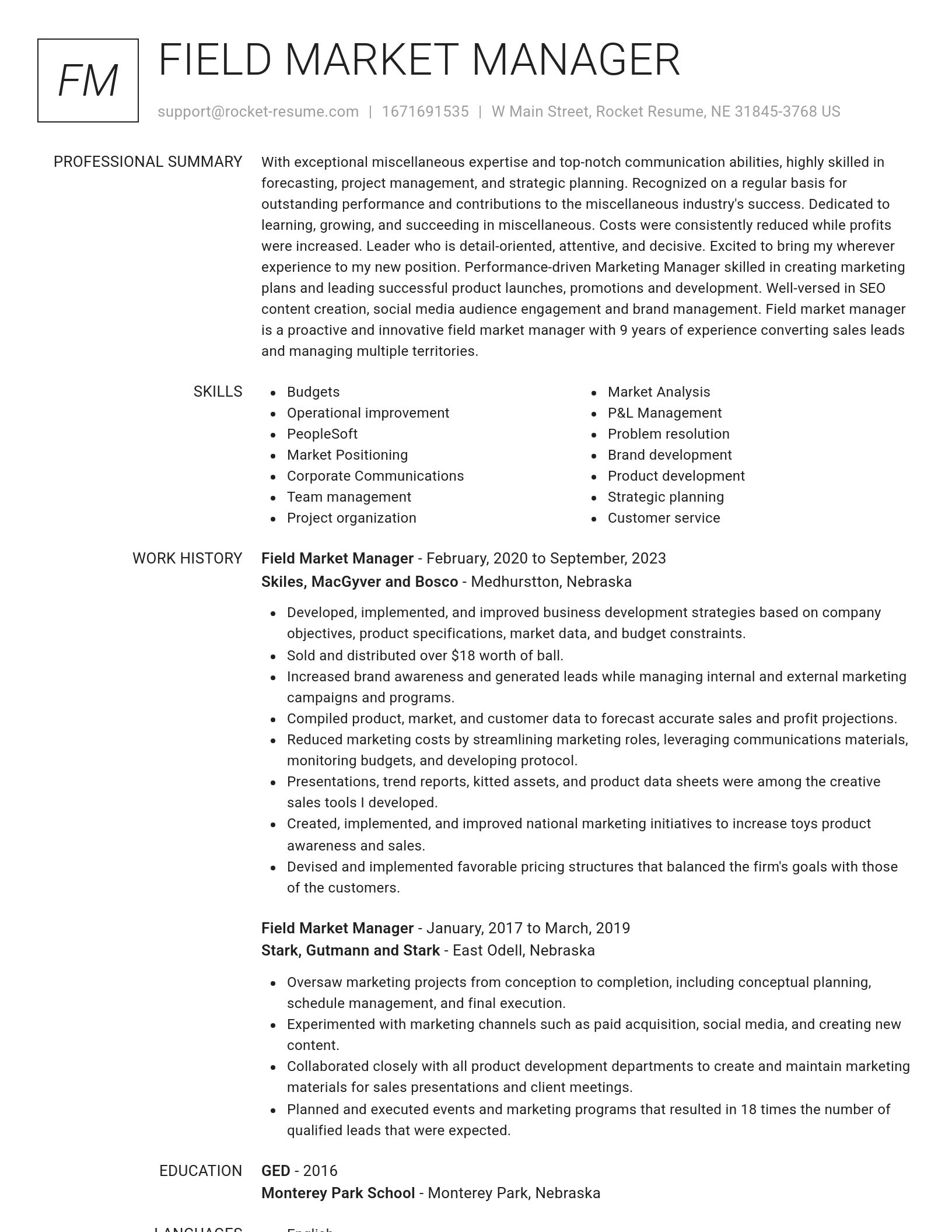 Renowned resume template