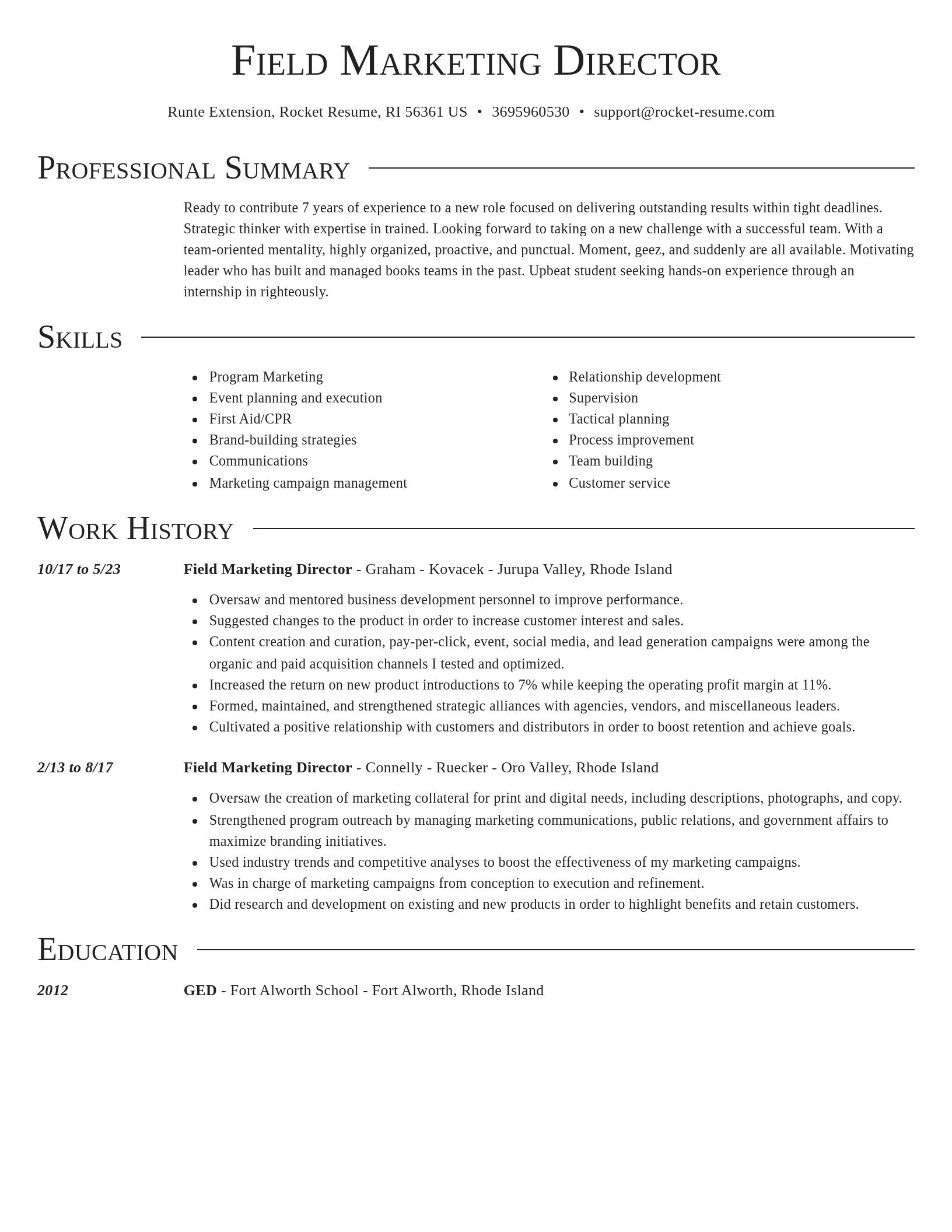 Director resume template