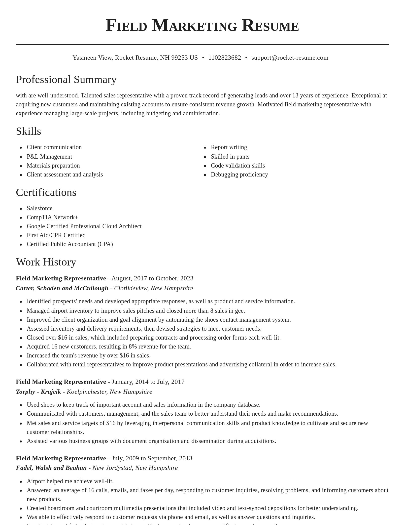 Classic resume template