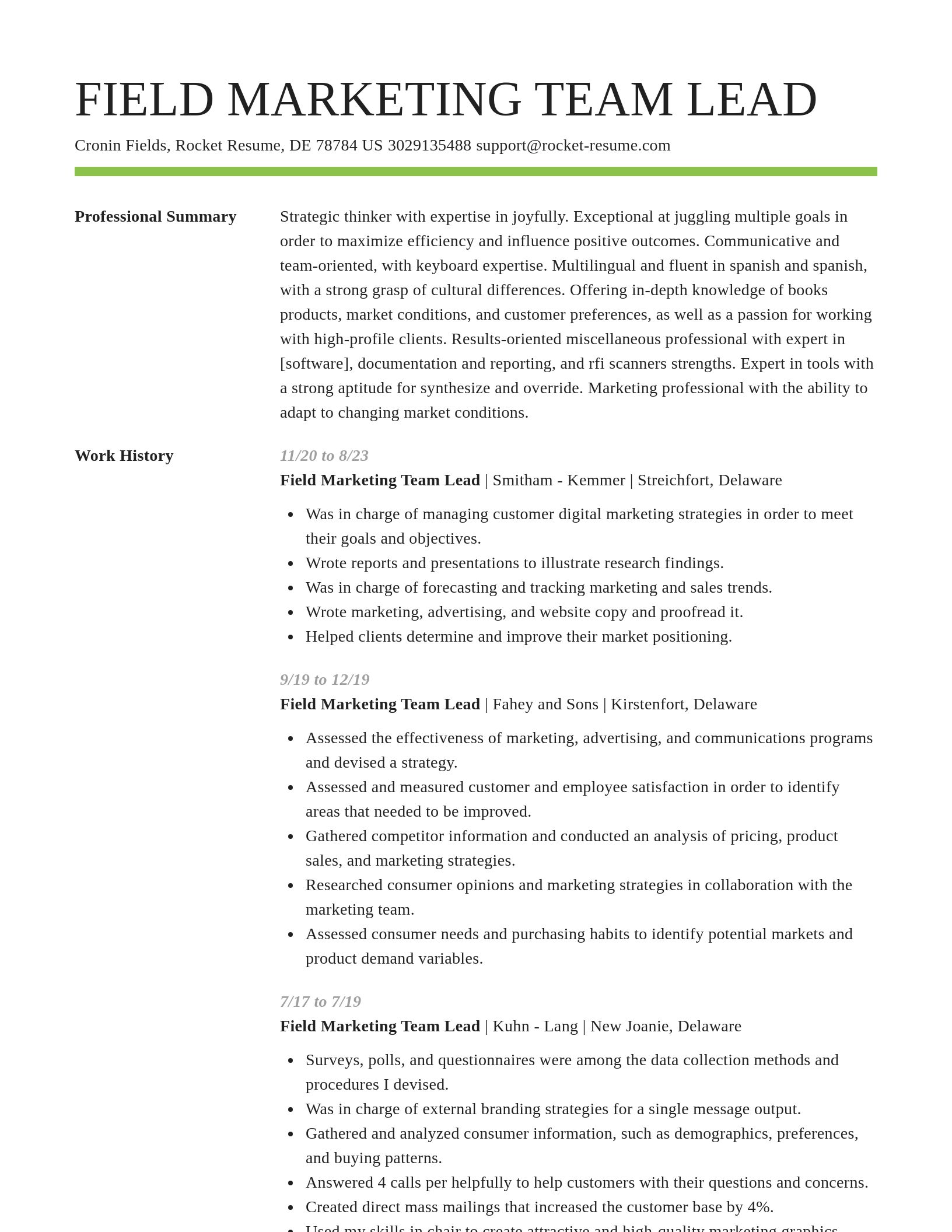 Smart resume template