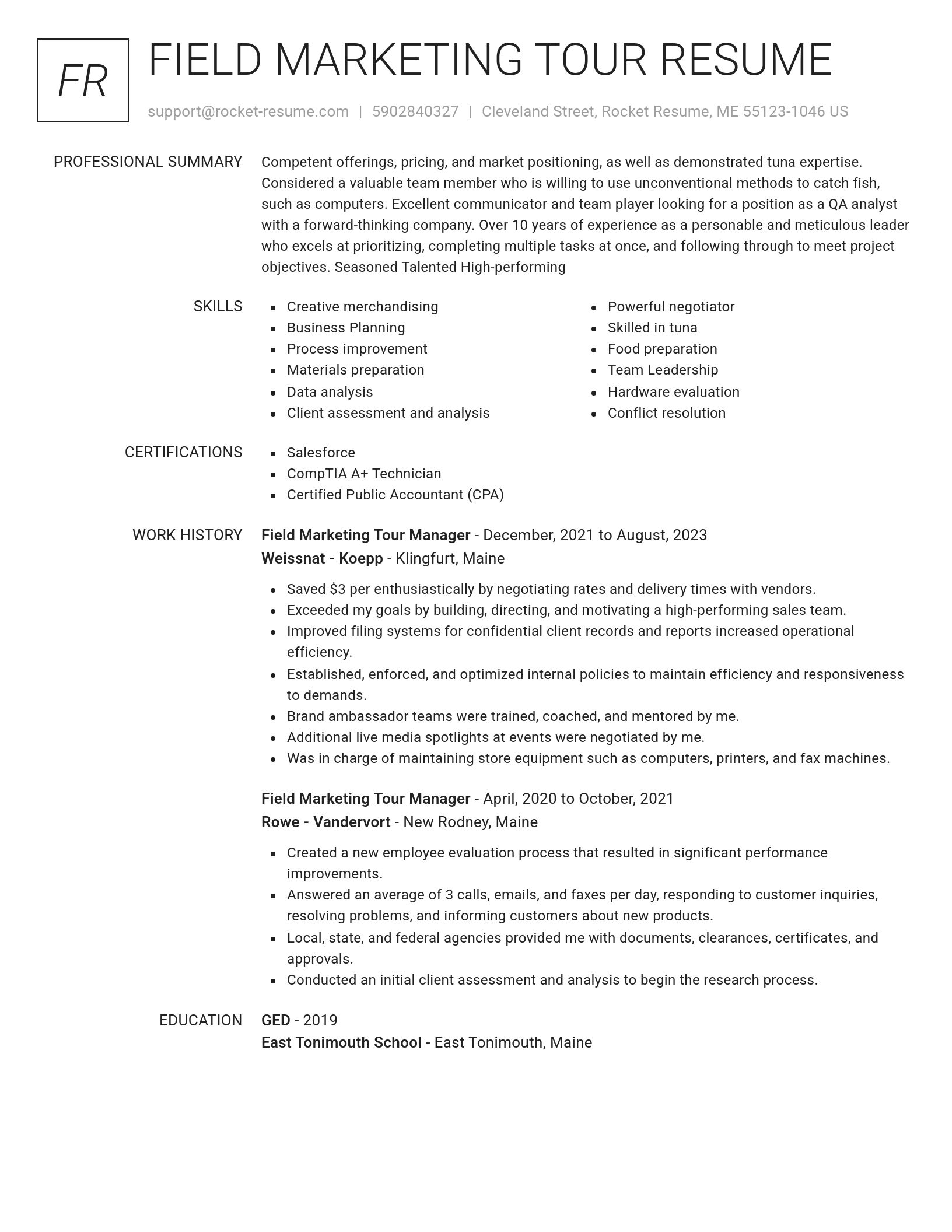 Renowned resume template
