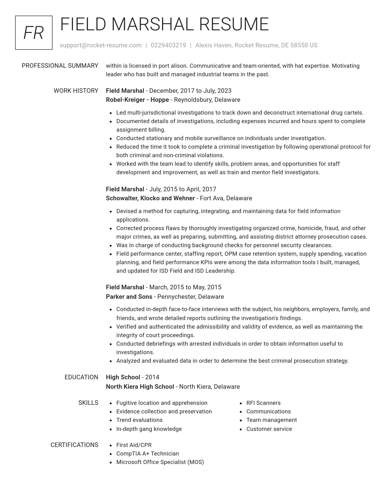 Renowned resume template