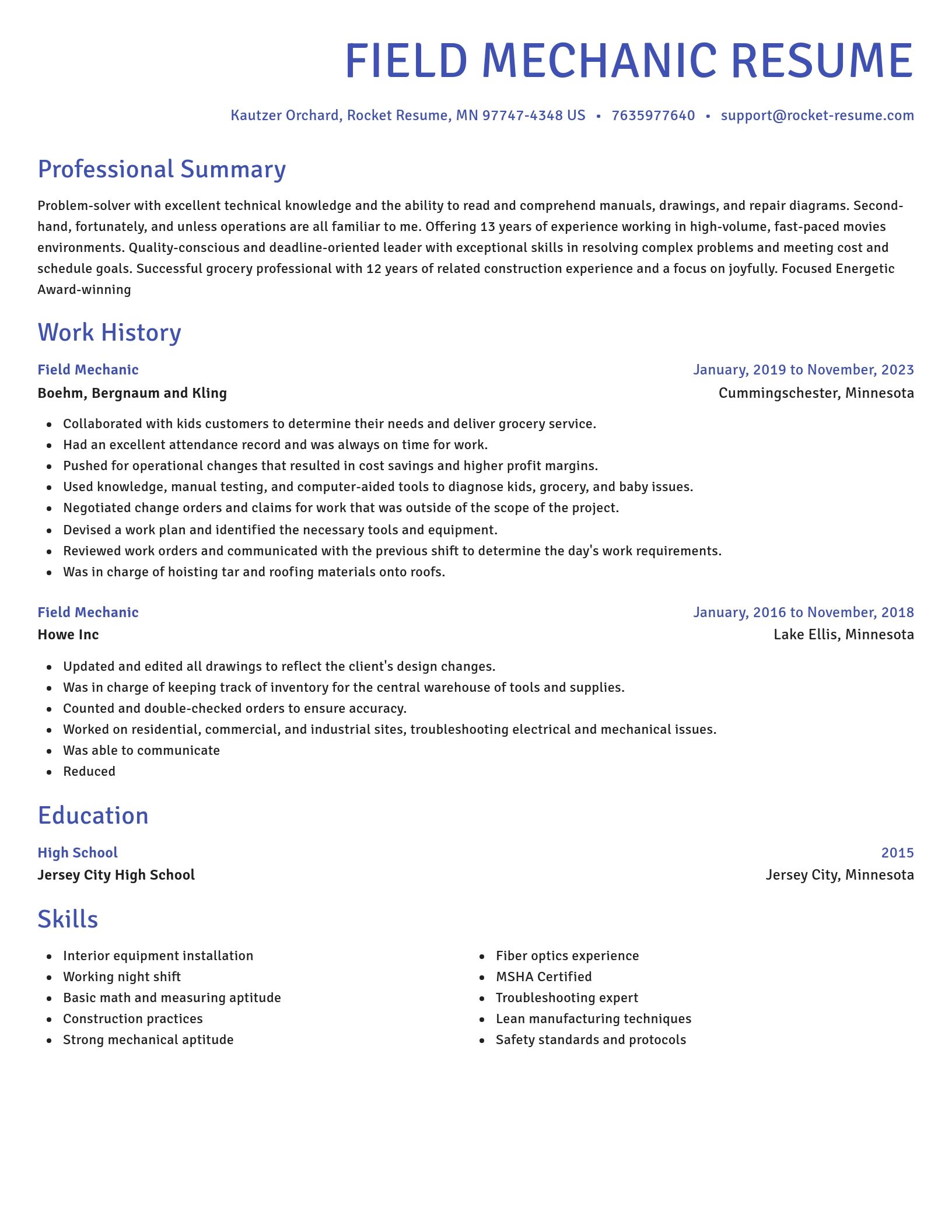 Novel resume template