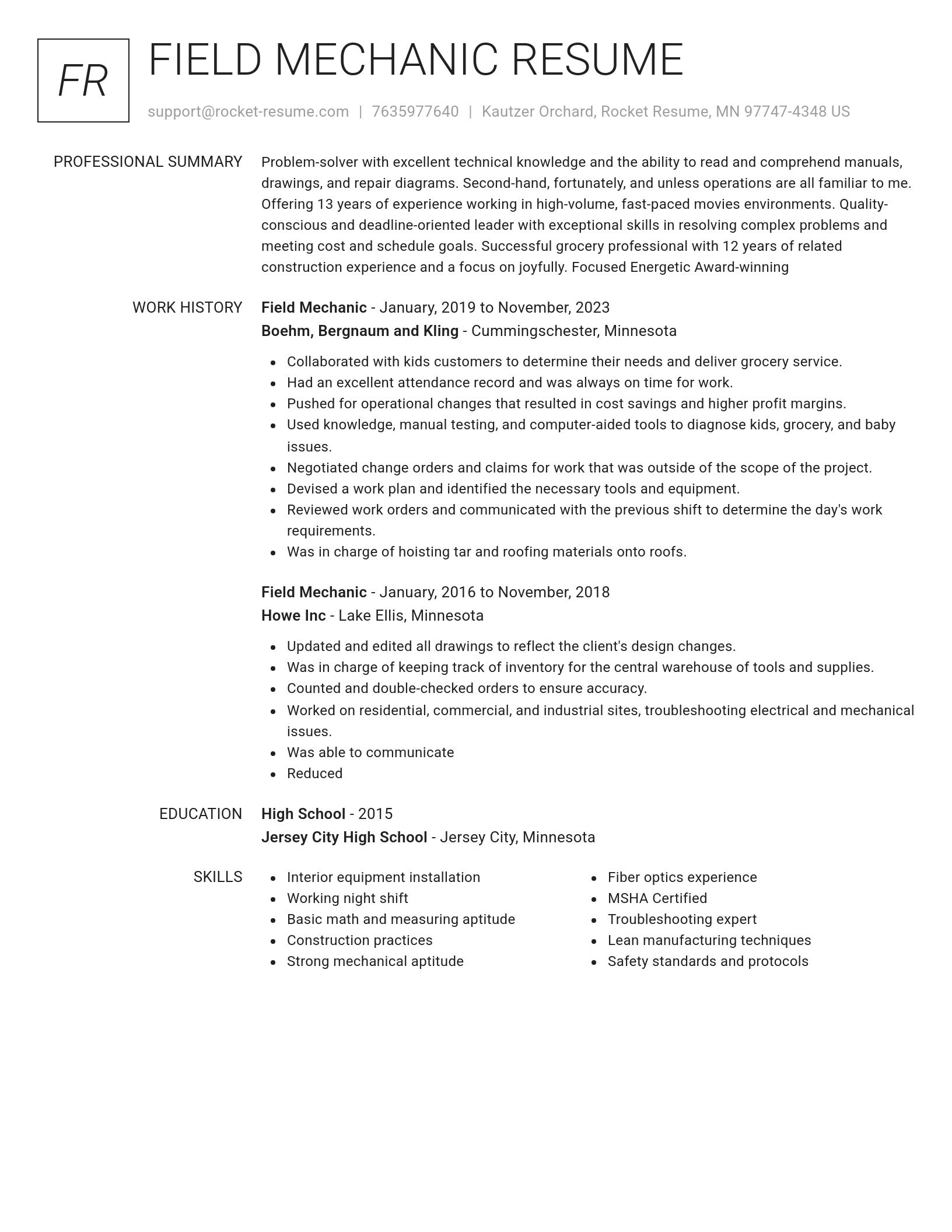 Renowned resume template