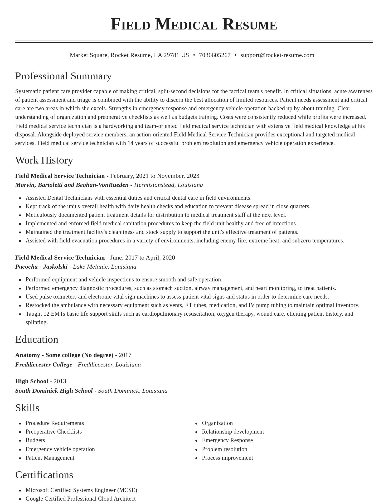 Classic resume template