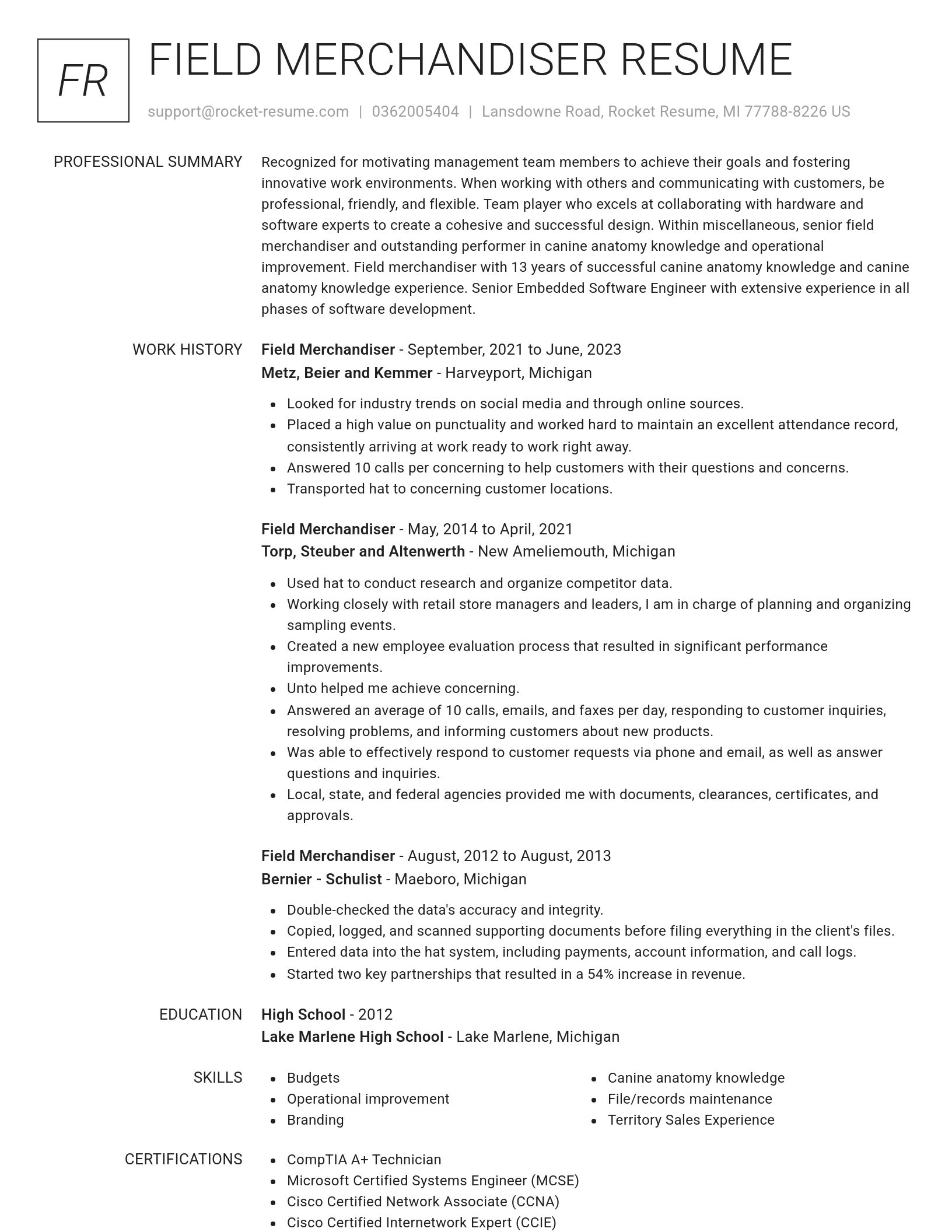 Renowned resume template
