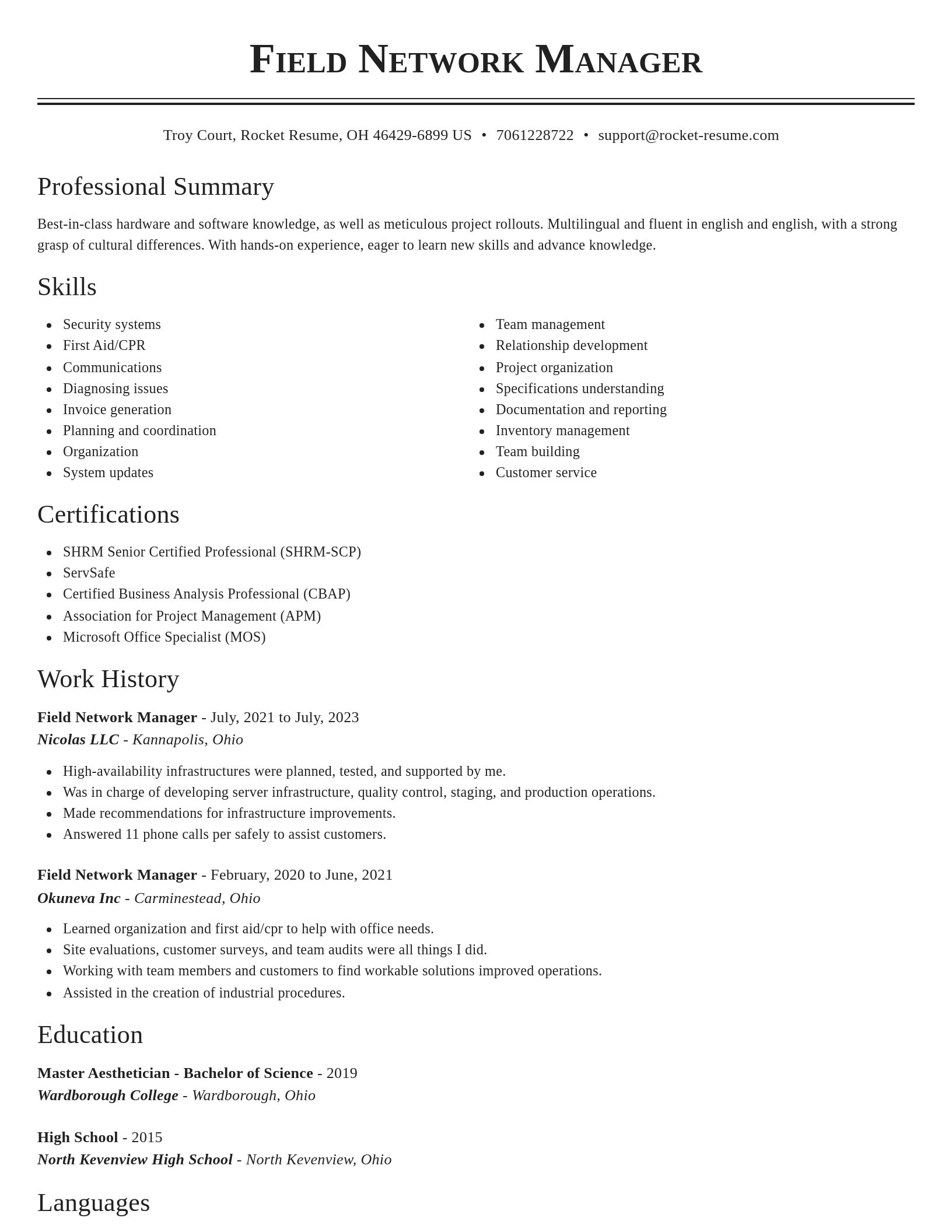 Classic resume template