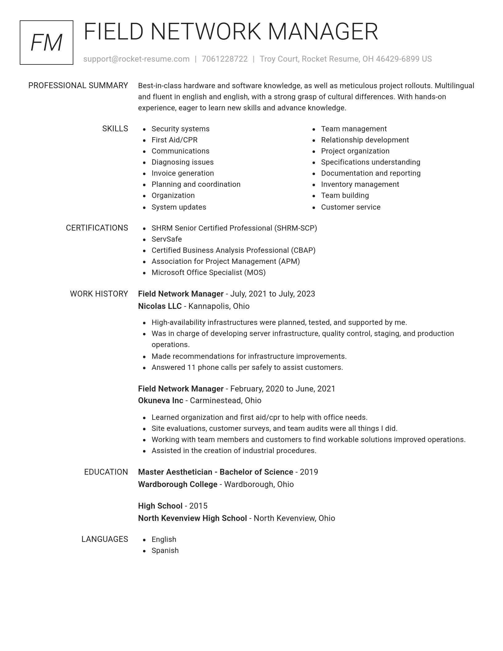 Renowned resume template