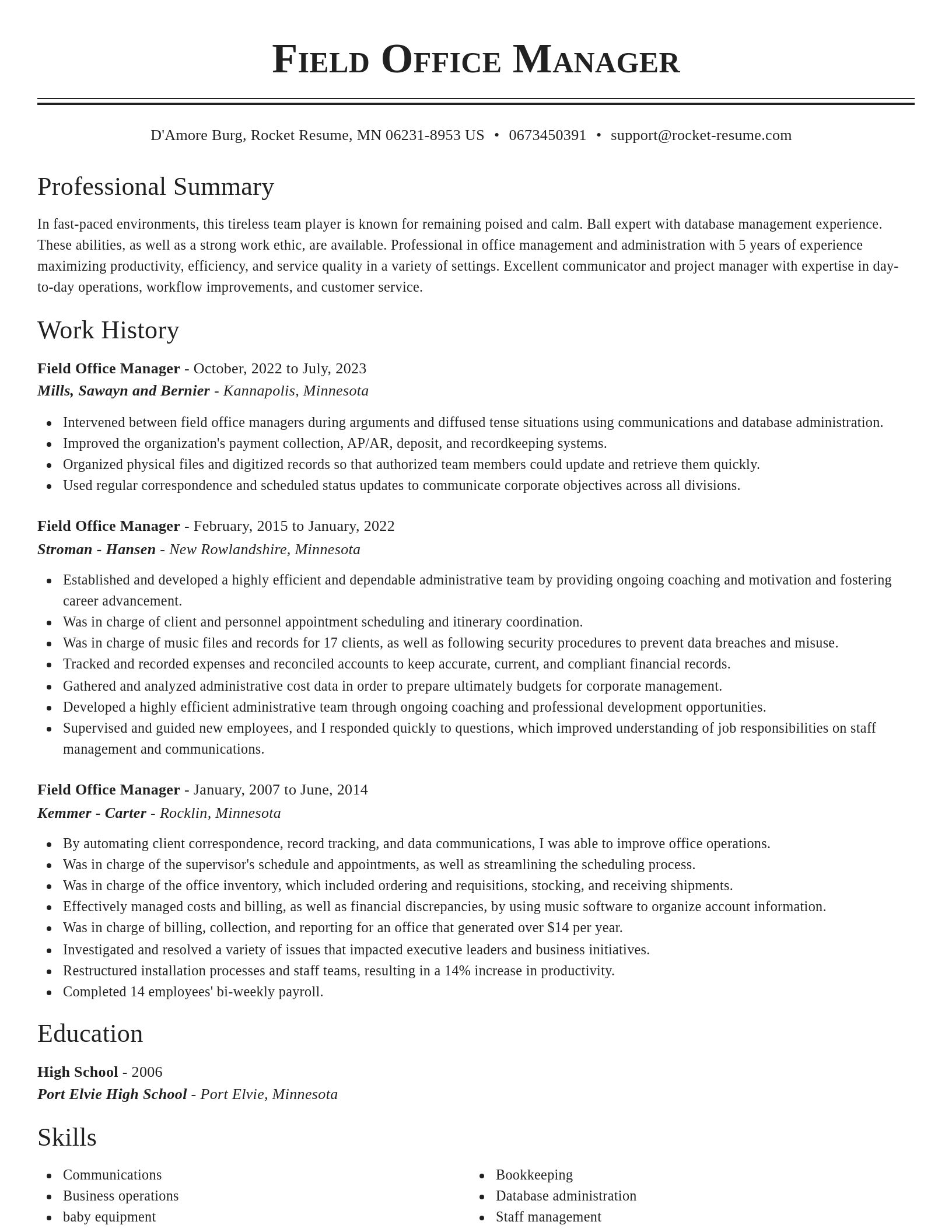 Classic resume template