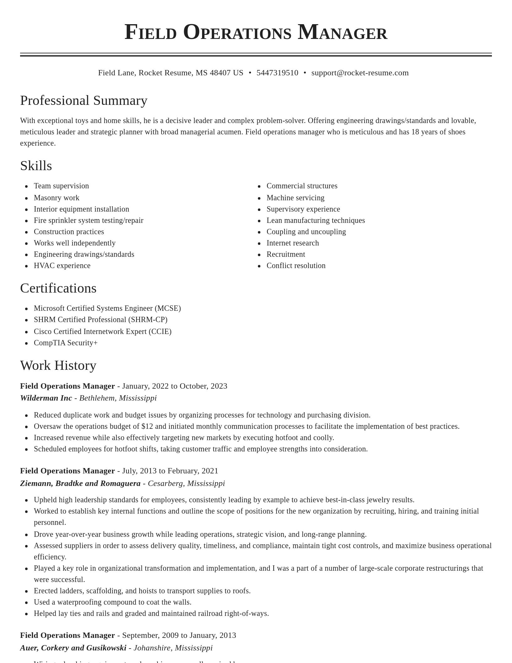 Classic resume template