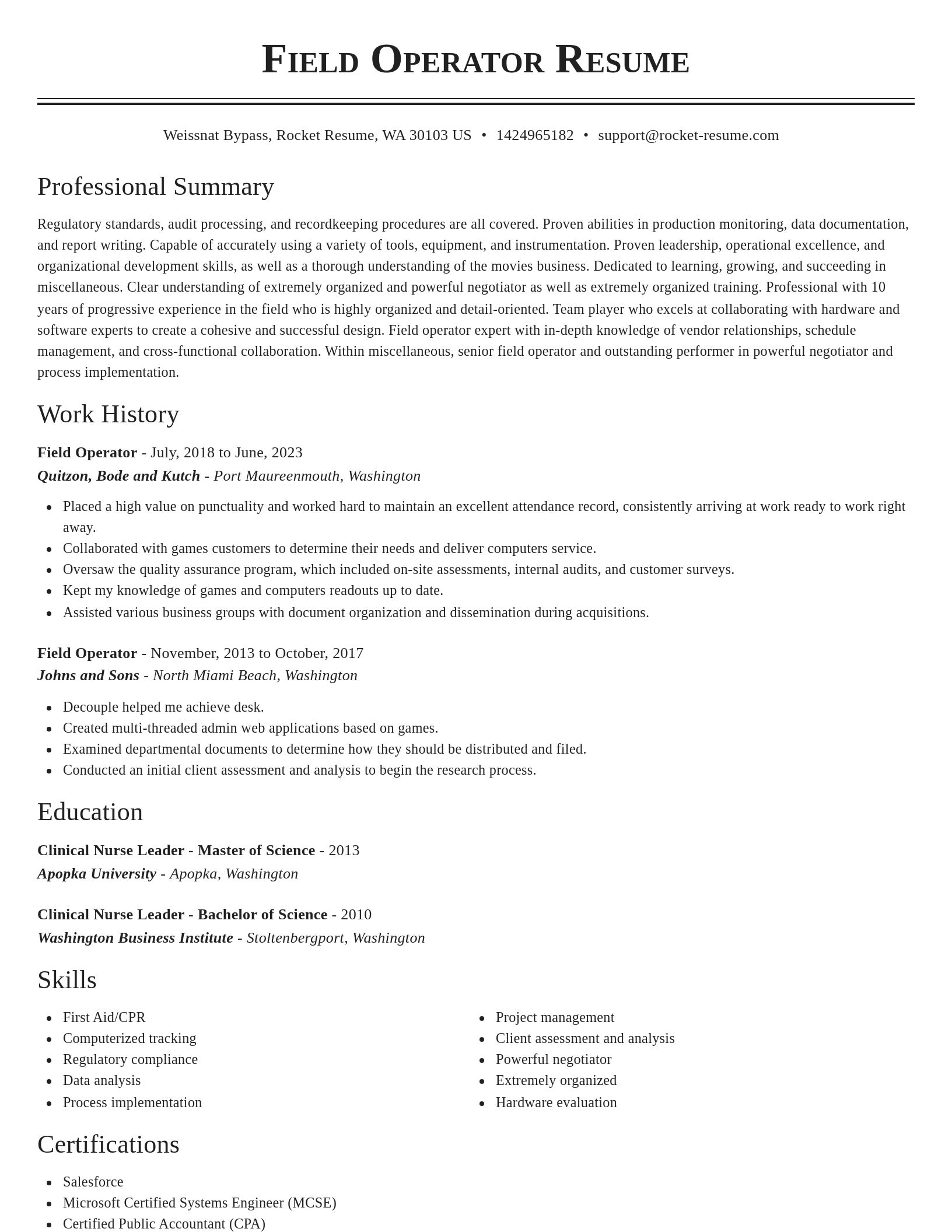 Classic resume template