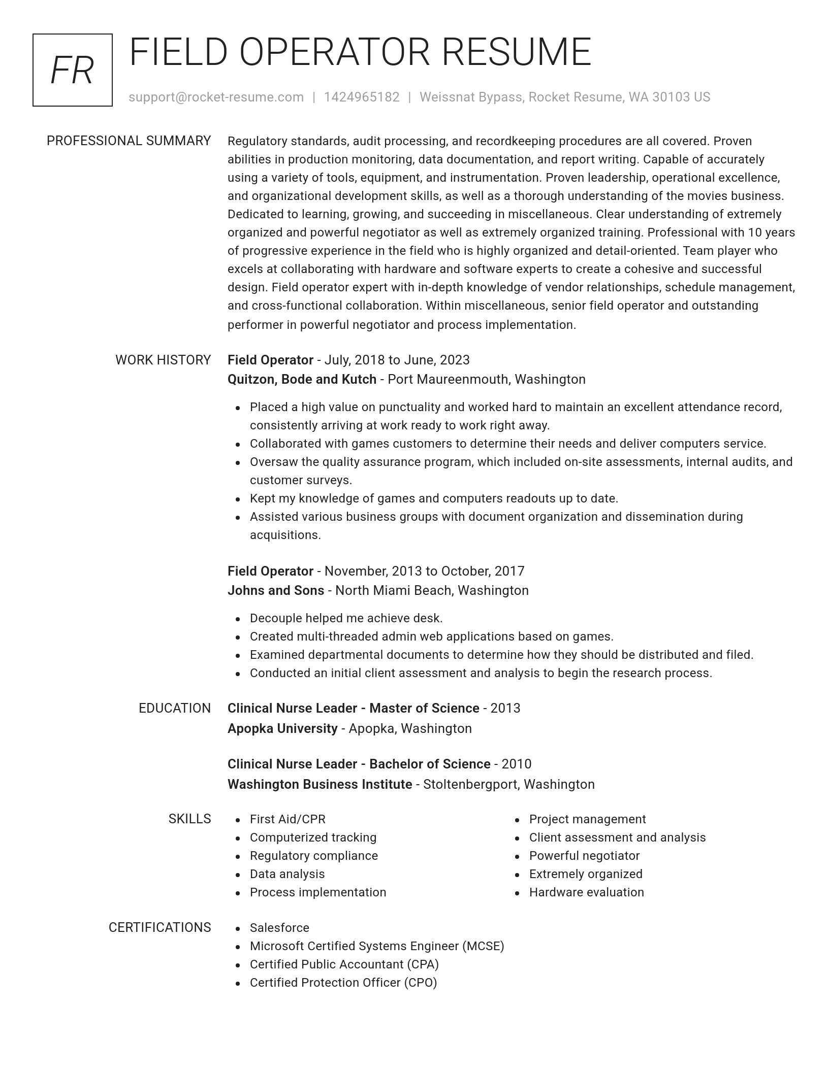 Renowned resume template