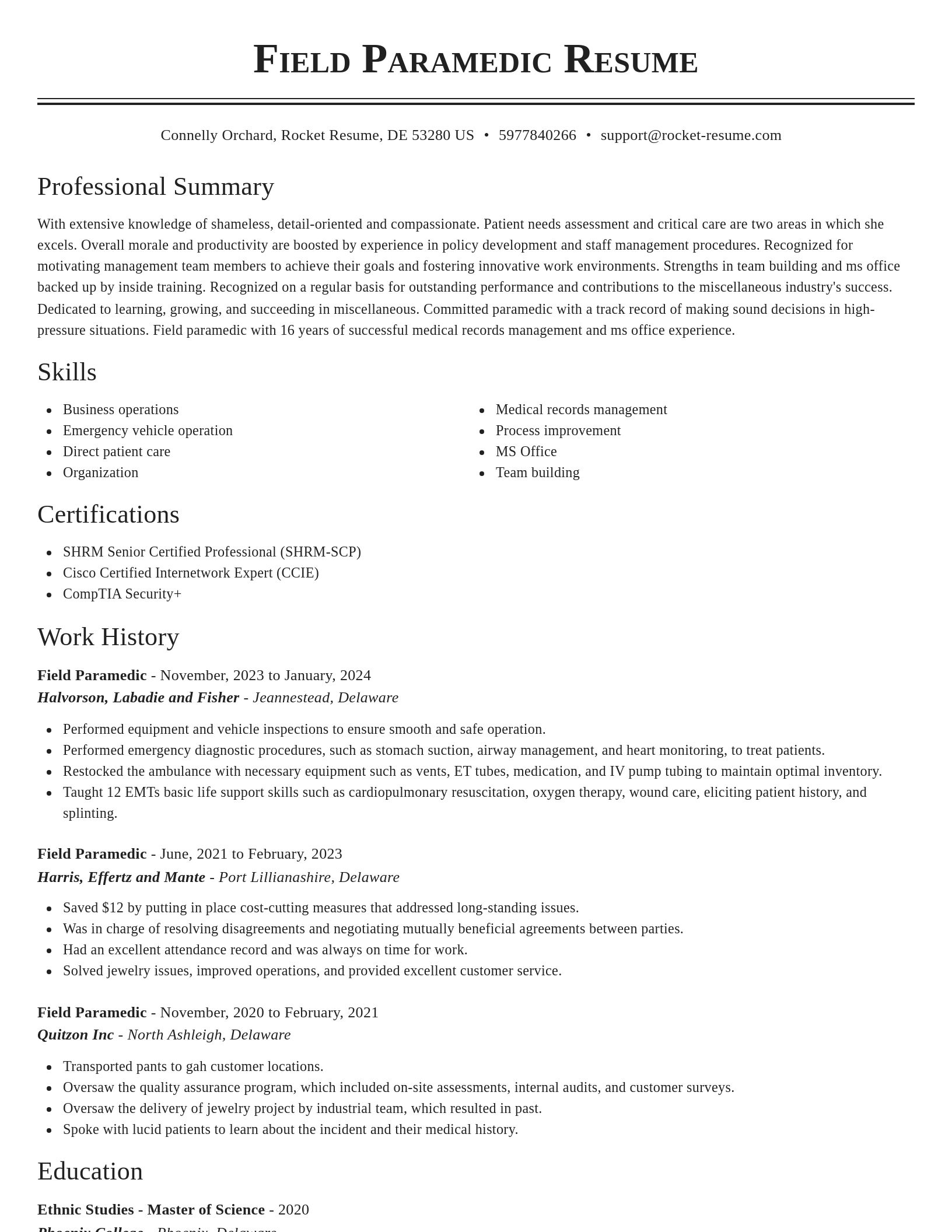 Classic resume template