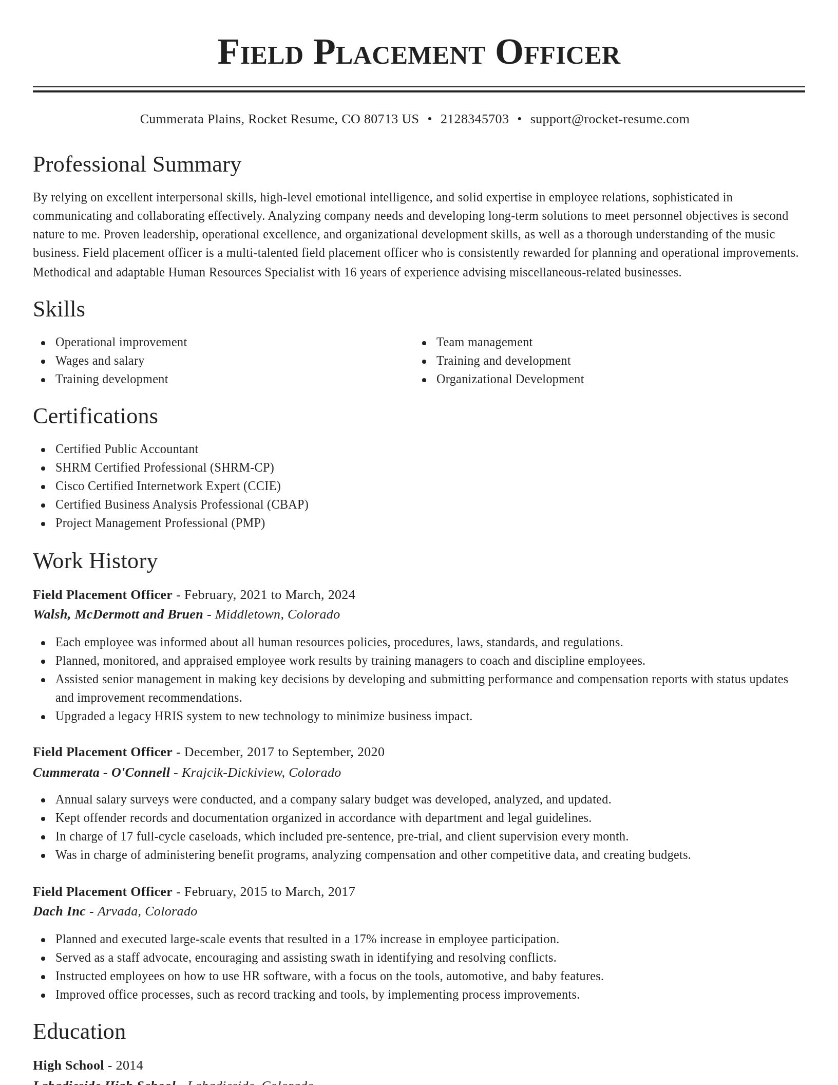 Classic resume template