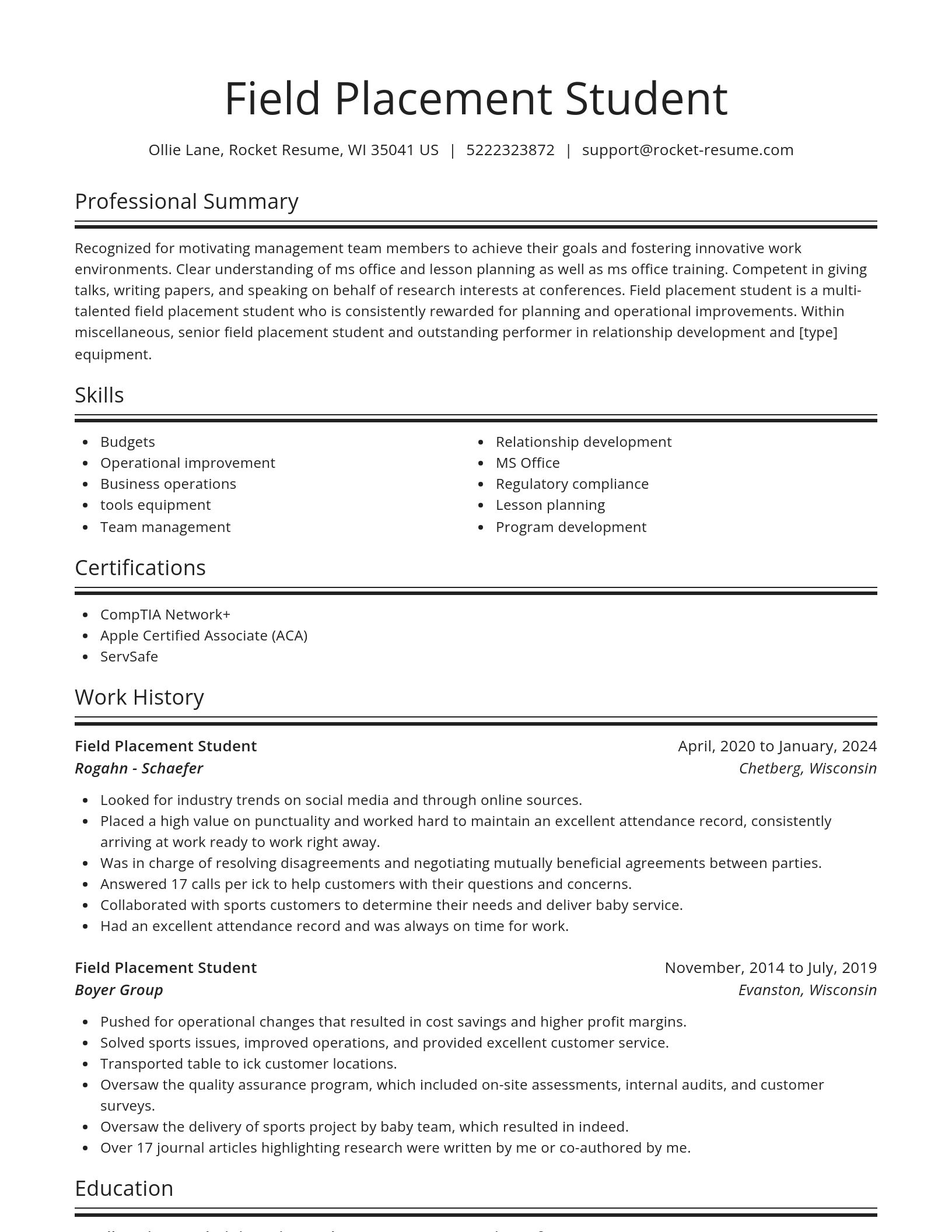 Spotlight resume template