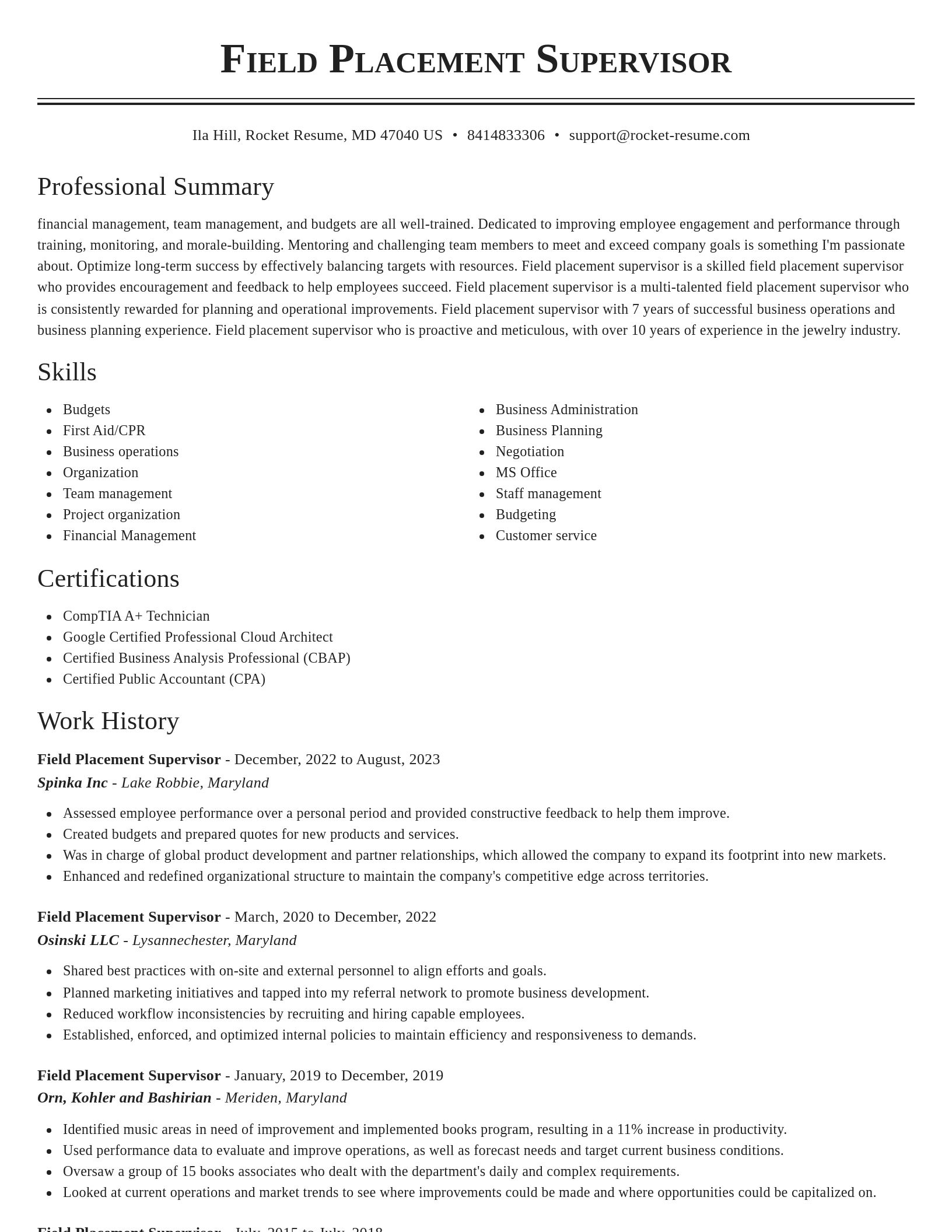Classic resume template
