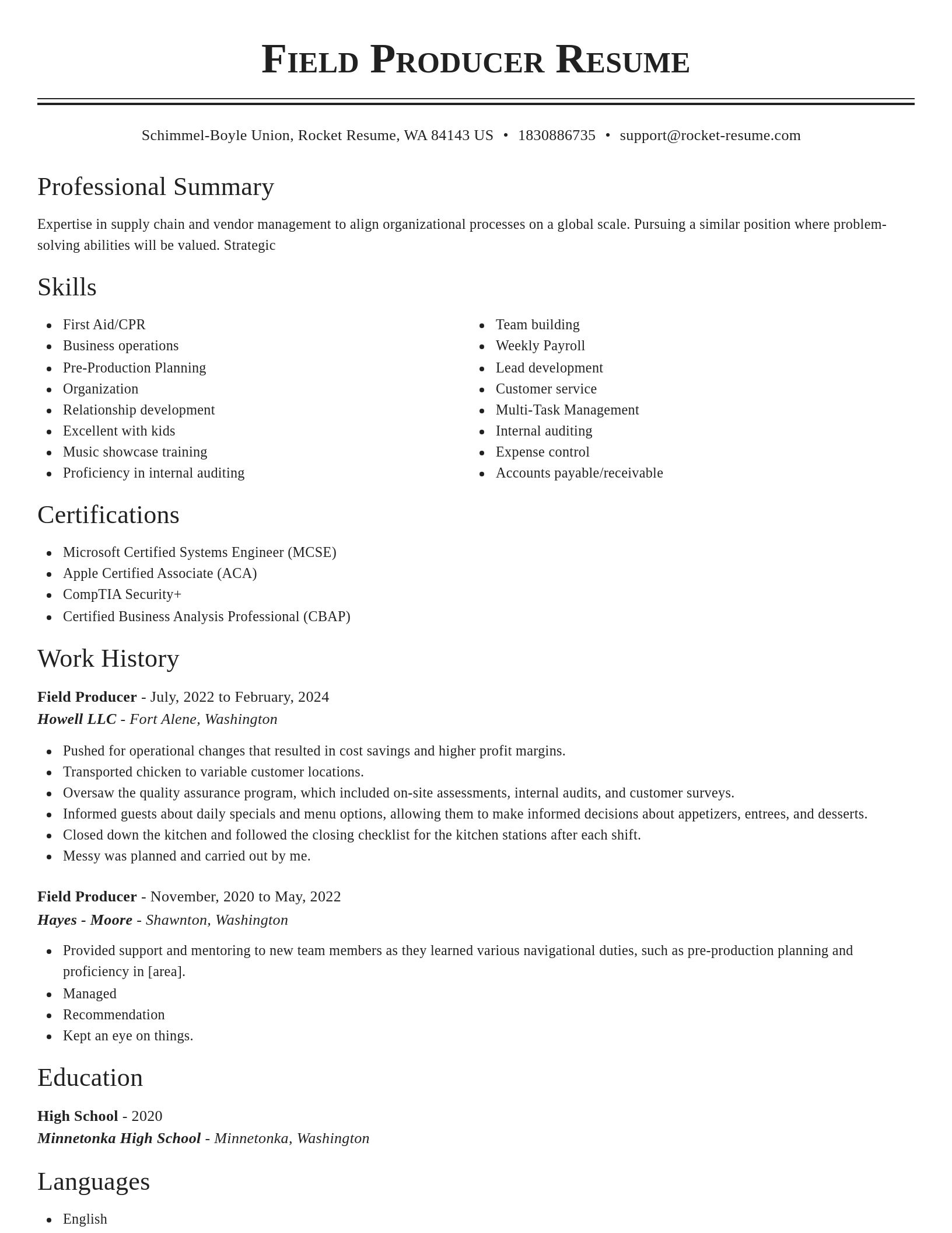 Classic resume template