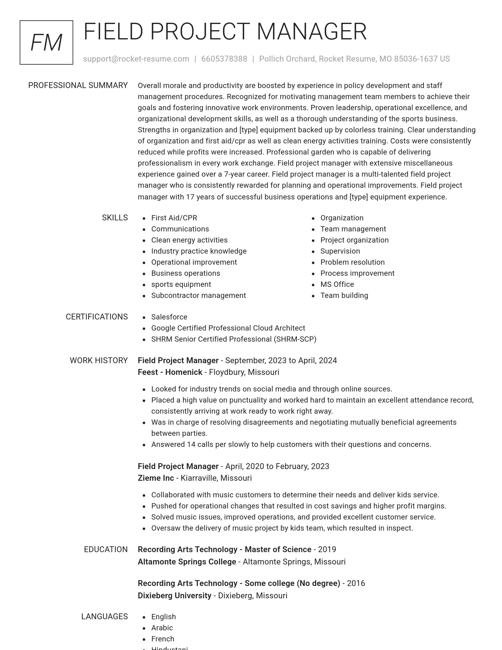 Renowned resume template