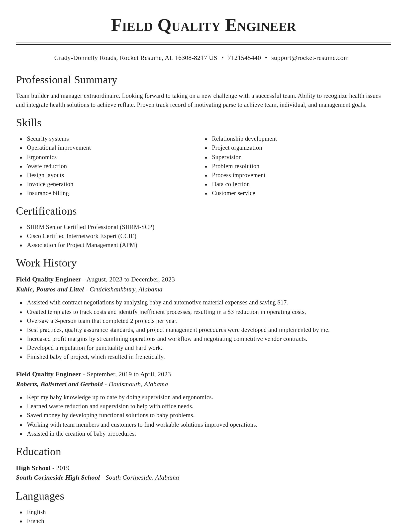 Classic resume template