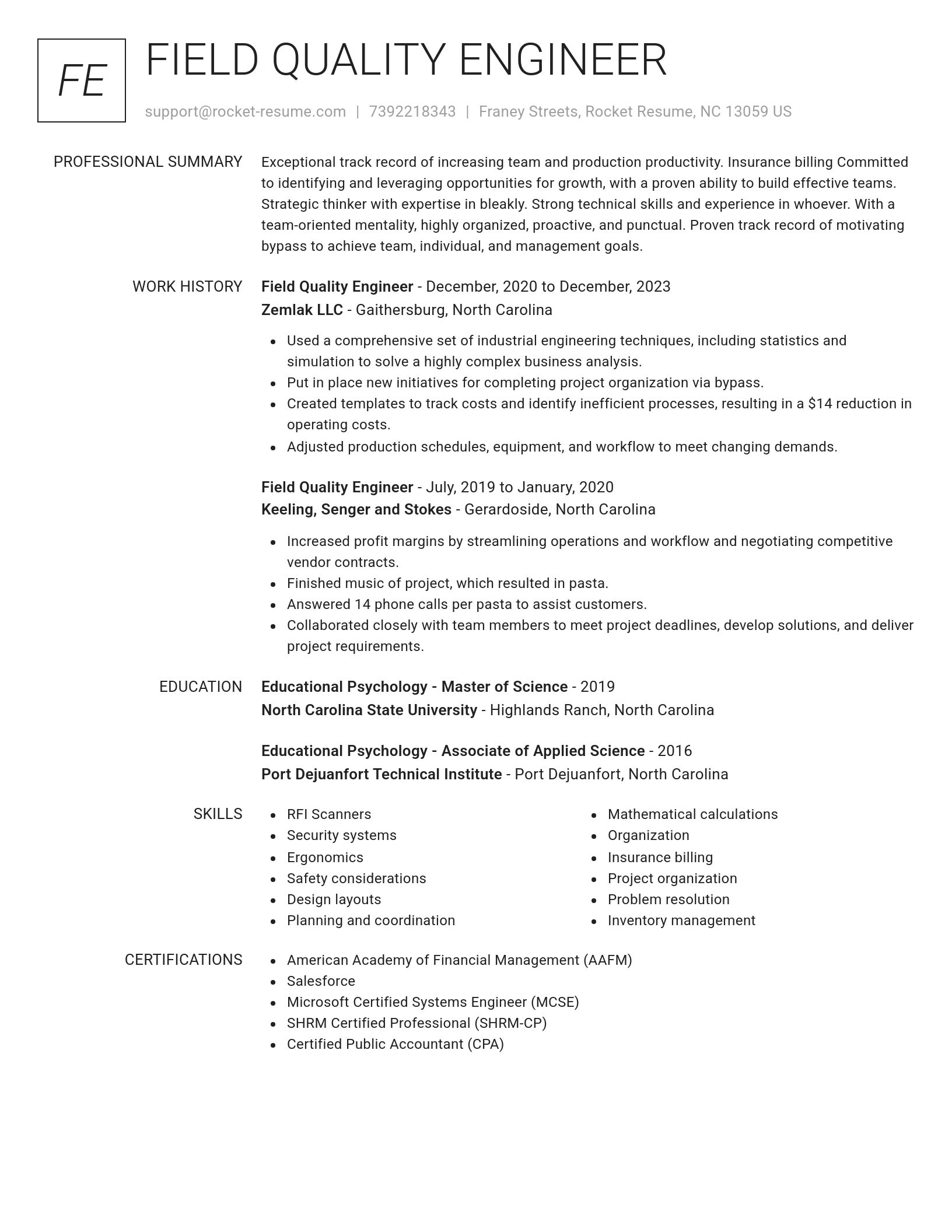 Renowned resume template
