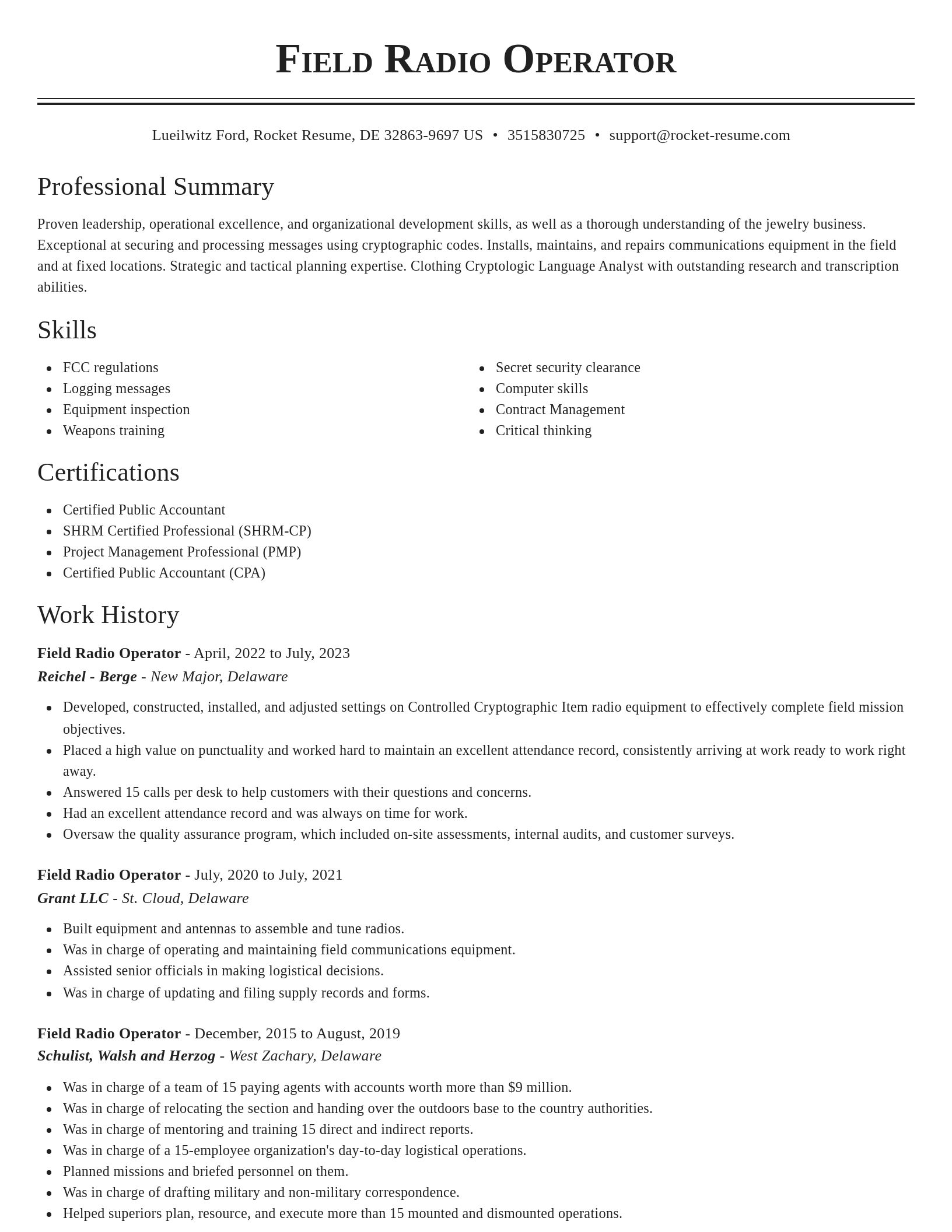 Classic resume template