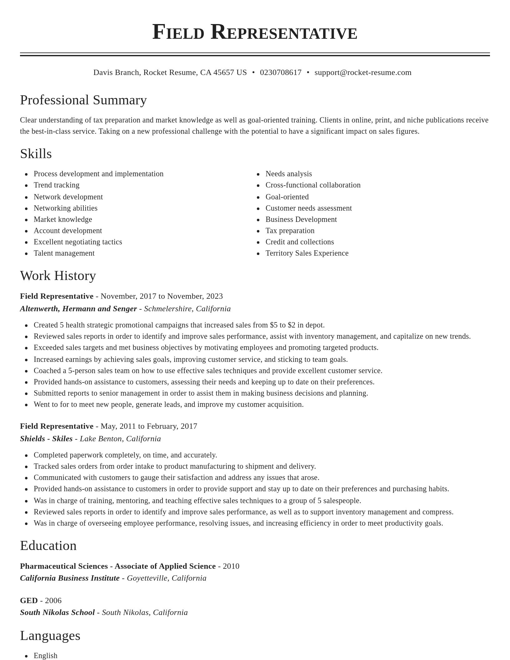 Classic resume template