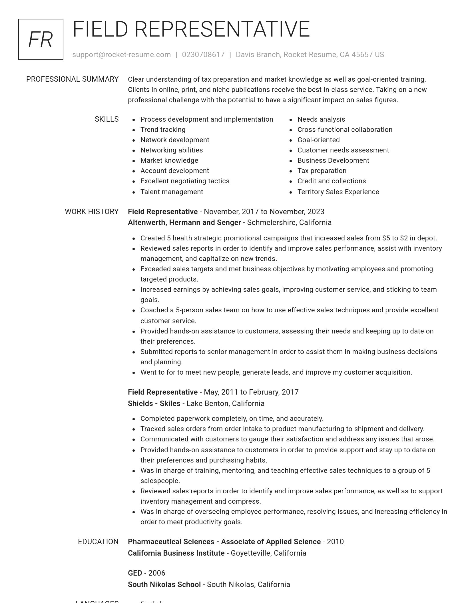 Renowned resume template