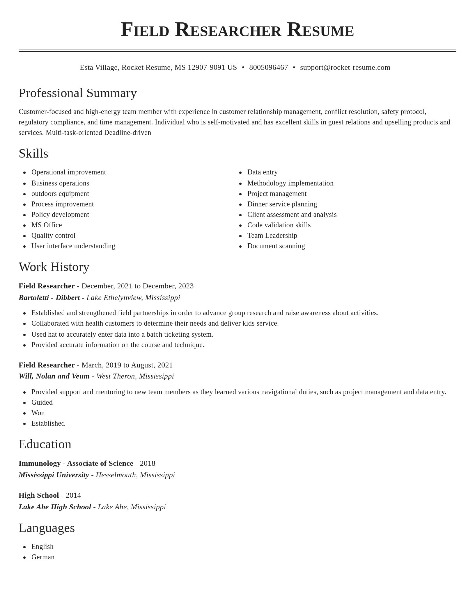 Classic resume template