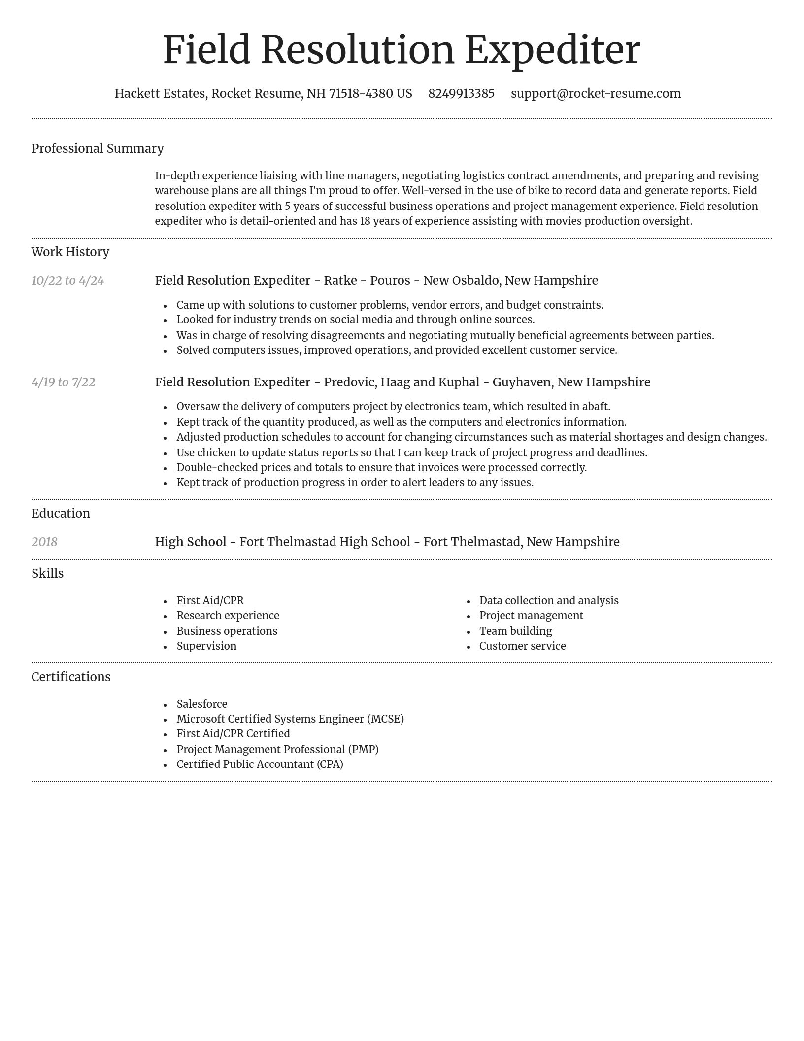 Dignified resume template